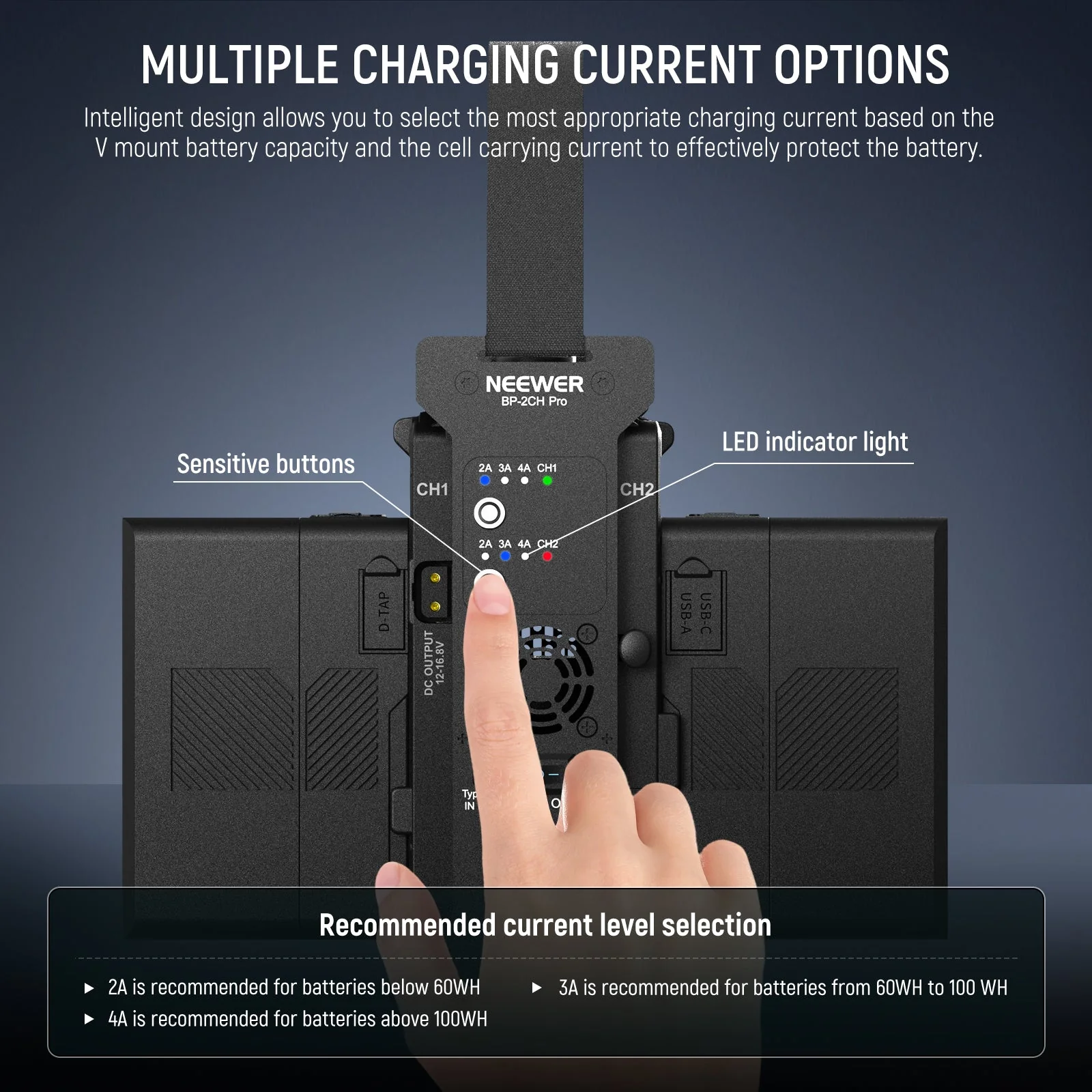 NEEWER BP-2CH Pro V Mount Battery Charger Dual Channel 100W PD Fast Charging - Image 3