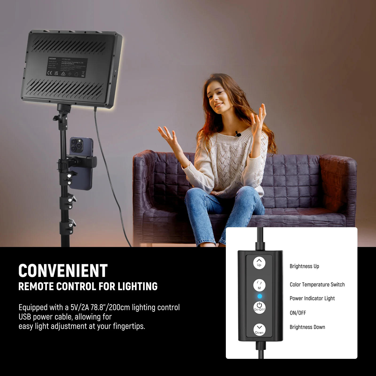 NEEWER BASICS BP300 Bi-Color LED Video Light - Image 13