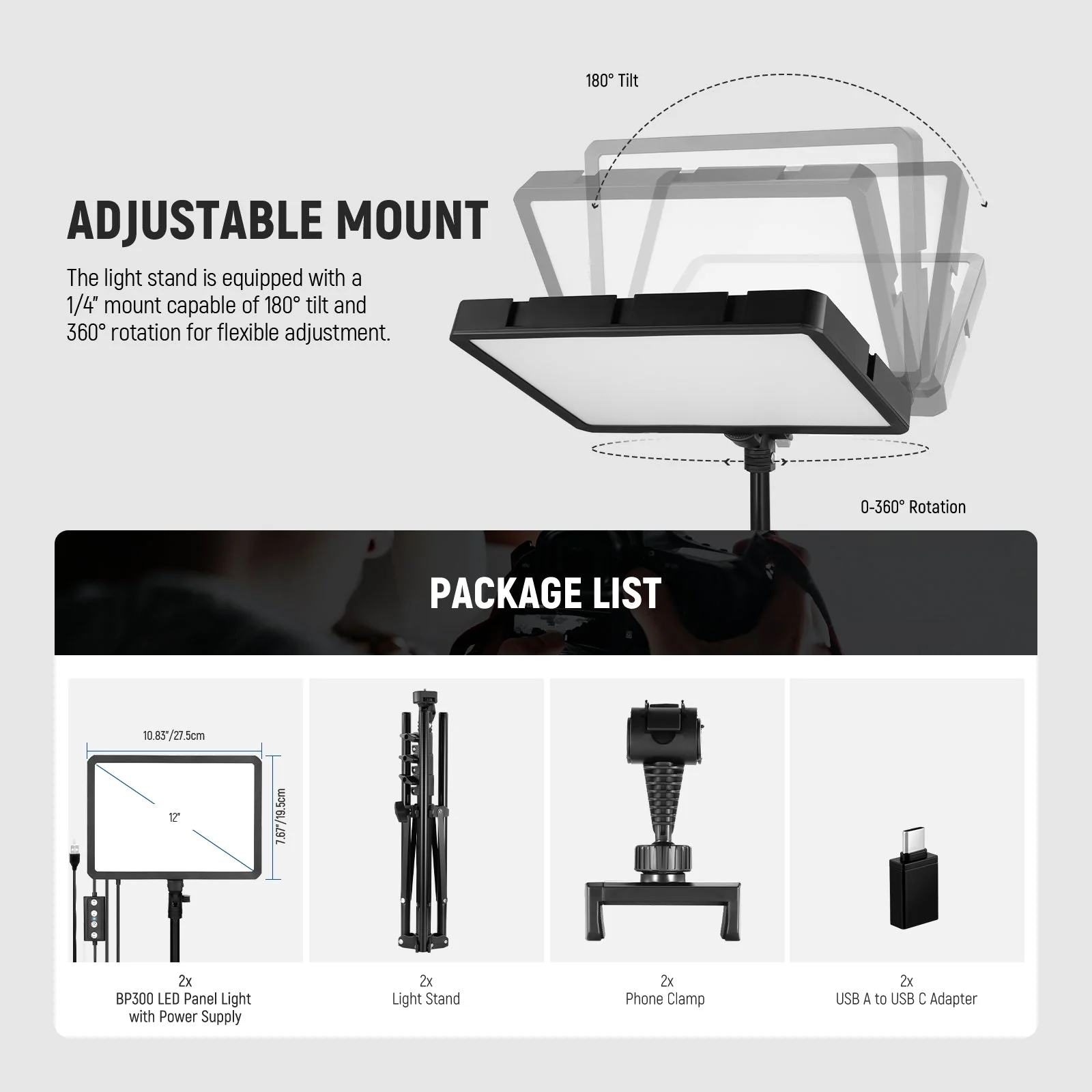 NEEWER BASICS BP300 Bi-Color LED Video Light - Image 9