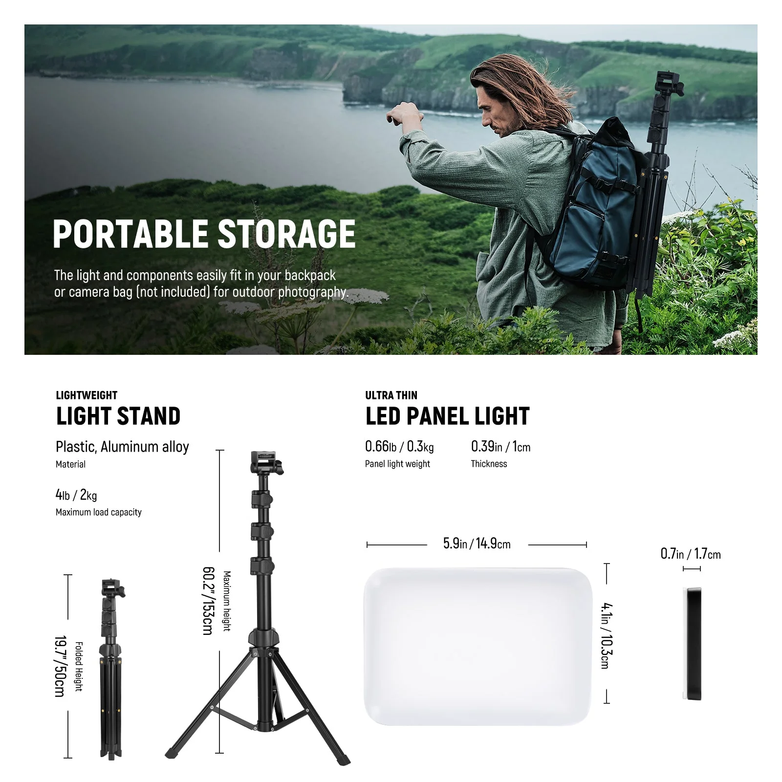 NEEWER BASICS BP66 2 Pack Bi-Color Video Light Panel Lighting Kit - Image 6