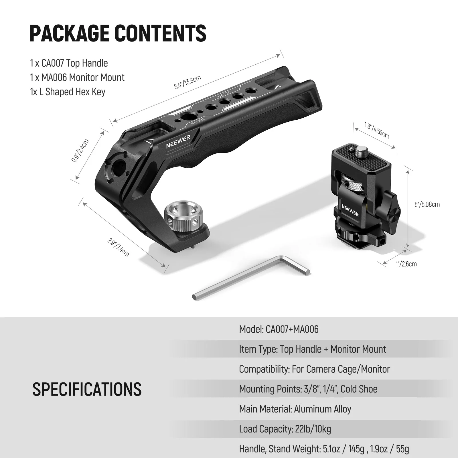 NEEWER CA007 Top Handle + MA006 Monitor Mount Set - Image 9