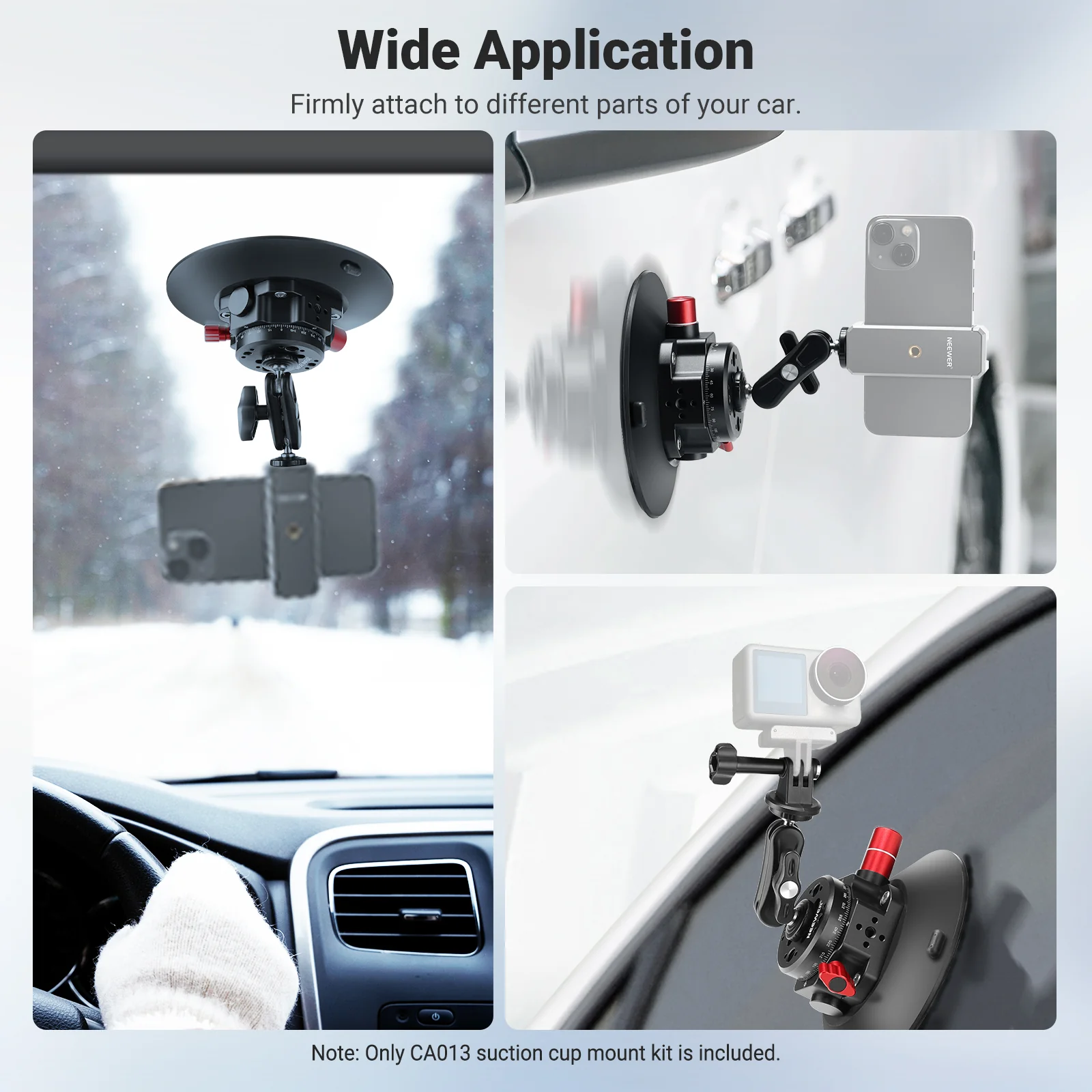 NEEWER CA013 6" Camera Suction Mount with Ball Head Magic Arm - Image 4