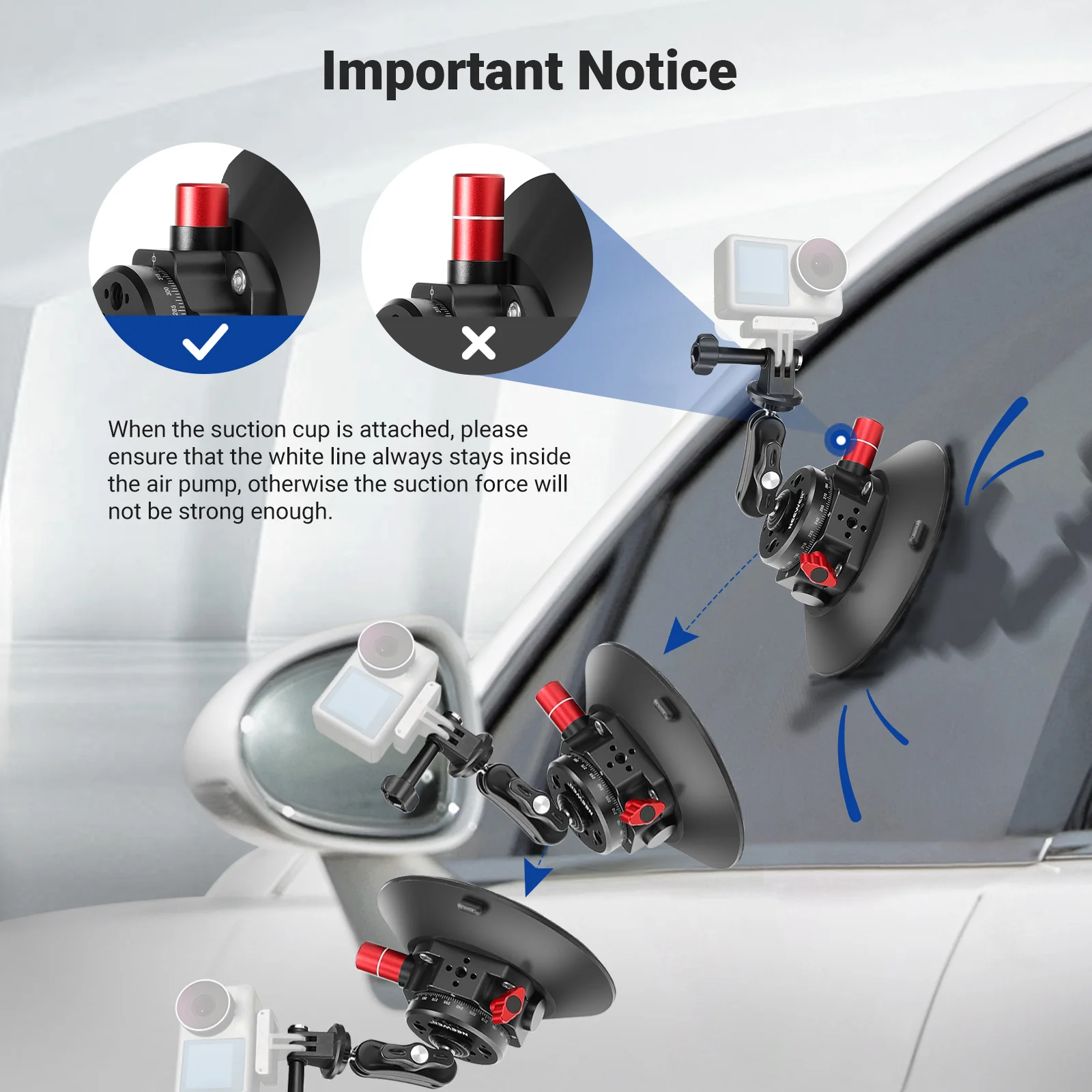 NEEWER CA013 6" Camera Suction Mount with Ball Head Magic Arm - Image 6