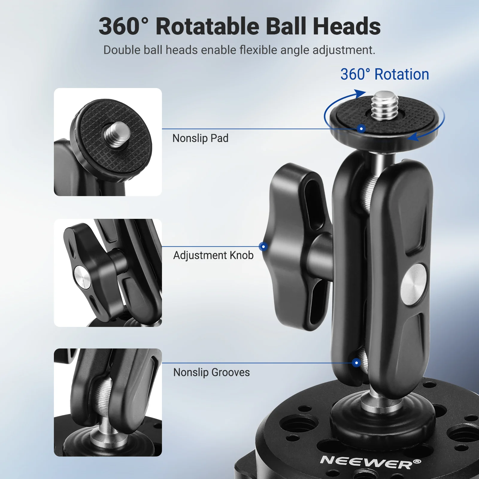 NEEWER CA013 6" Camera Suction Mount with Ball Head Magic Arm - Image 7