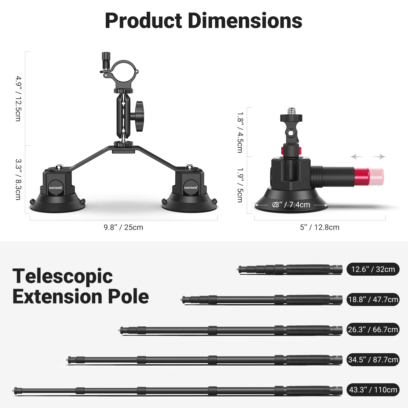 NEEWER CA065 Triple Suction Cup Car Mount - Image 5