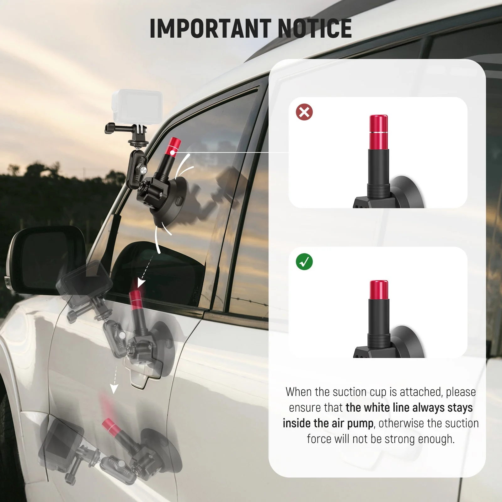 NEEWER CA067 Triple Suction Cup Camera Car Mount - Image 5