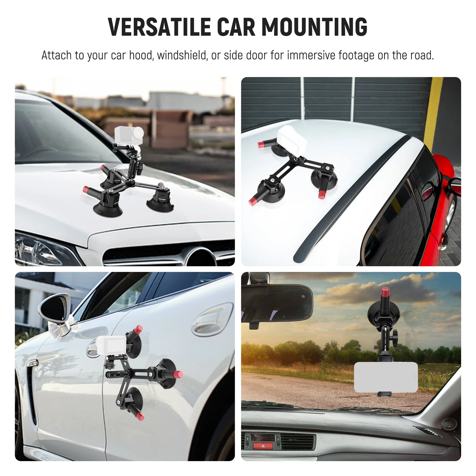 NEEWER CA067 Triple Suction Cup Camera Car Mount - Image 7