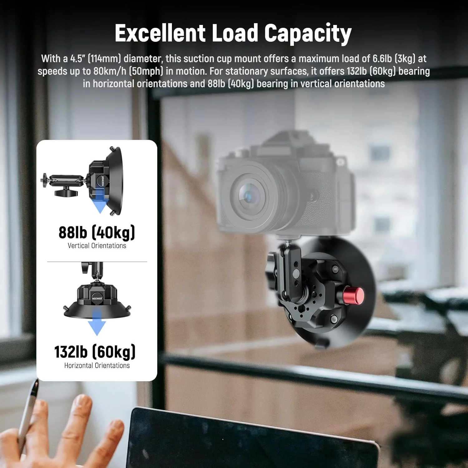 NEEWER CA104/CA105 Suction Cup Mount with Arm - Image 11