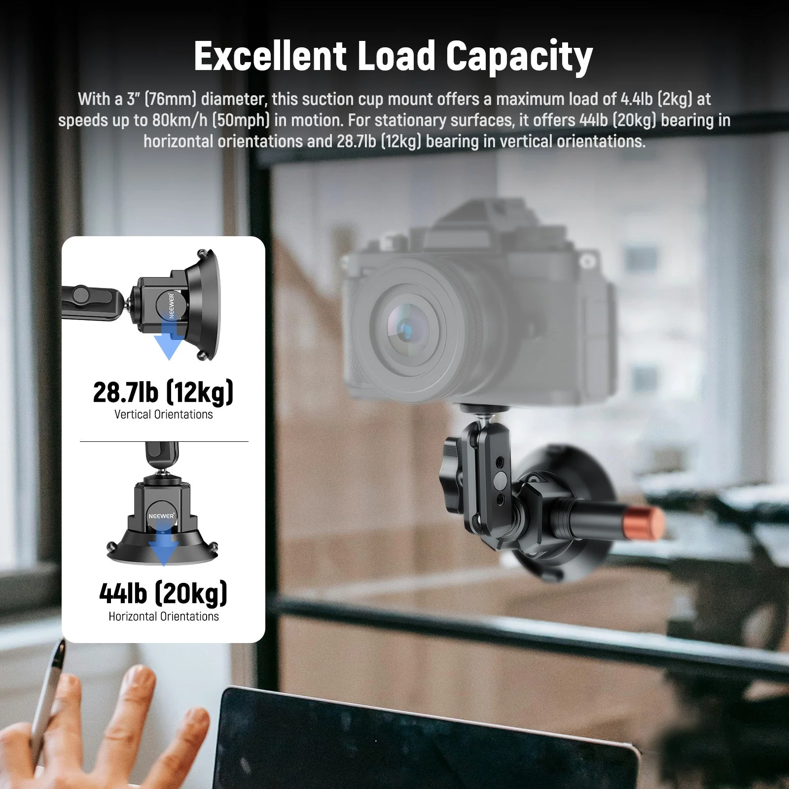 NEEWER CA104/CA105 Suction Cup Mount with Arm - Image 3
