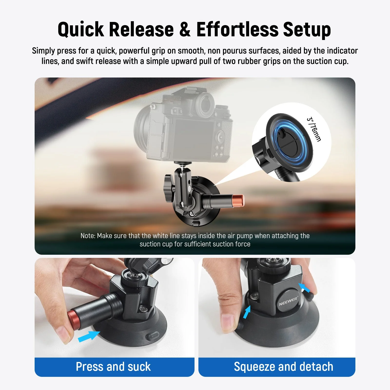 NEEWER CA104/CA105 Suction Cup Mount with Arm - Image 4