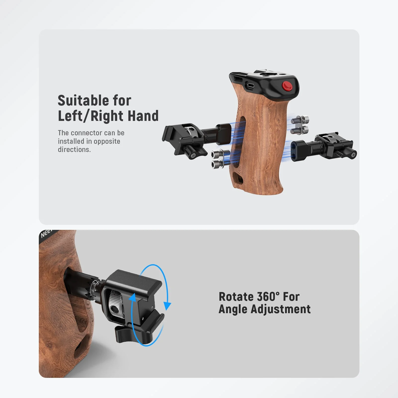 NEEWER CA123 Wooden Side Handle with Record Start/Stop Remote Trigger - Image 4