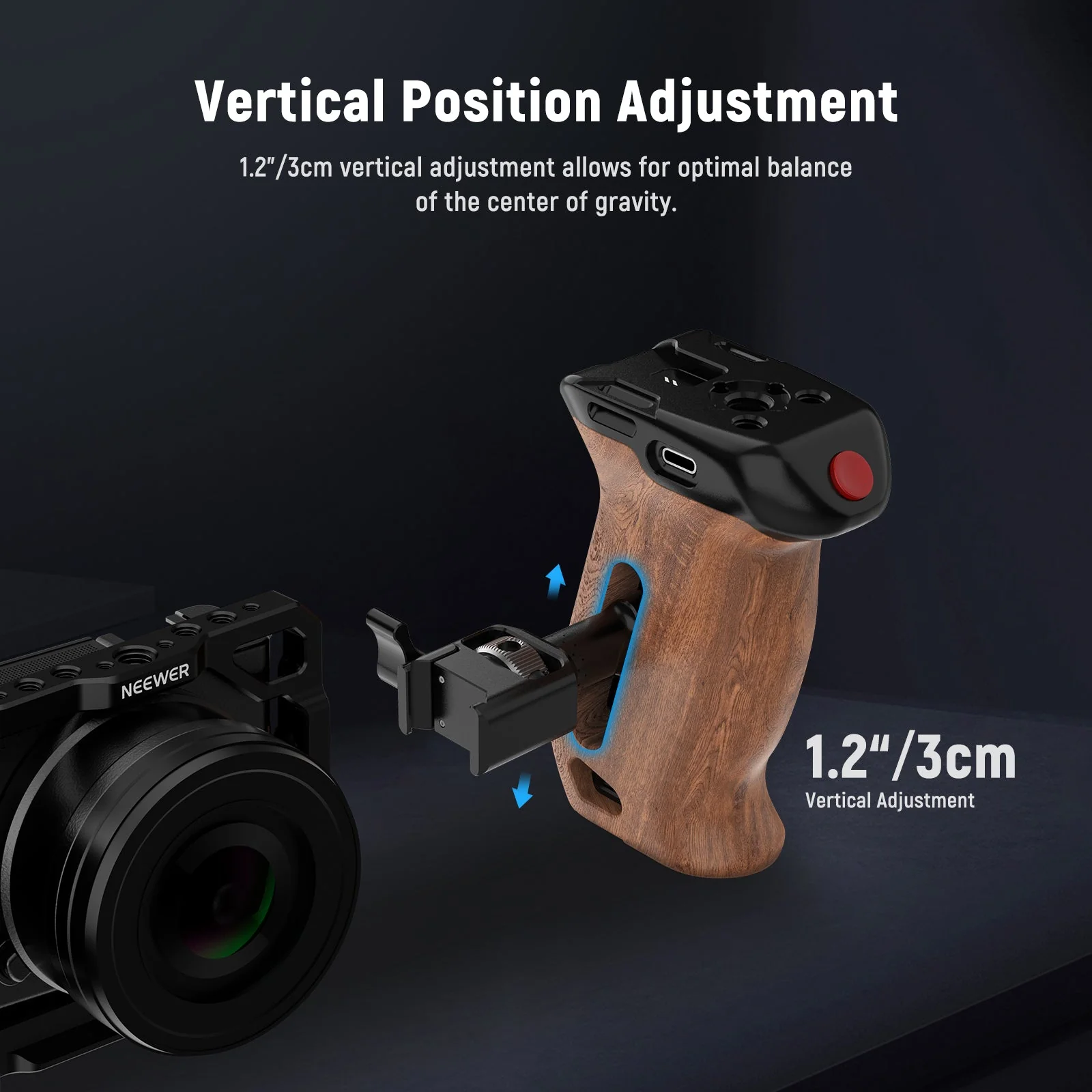 NEEWER CA123 Wooden Side Handle with Record Start/Stop Remote Trigger - Image 7