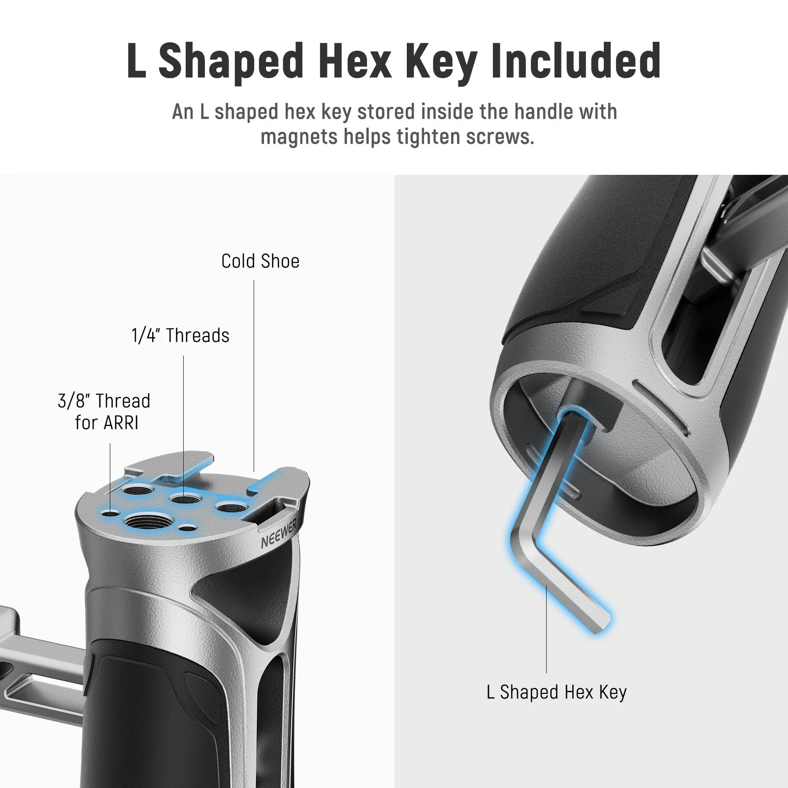 NEEWER CA125 Aluminum Alloy Side Handle with NATO Clamp - Image 6