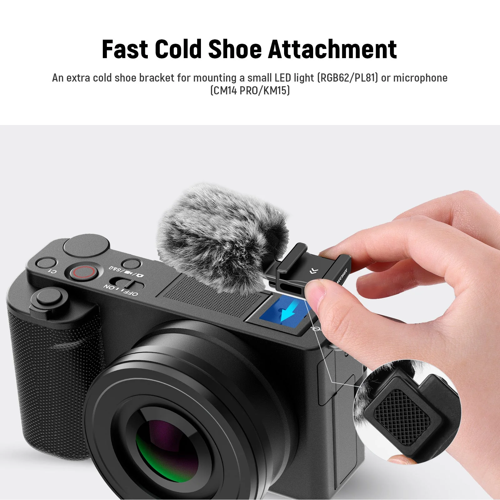 NEEWER CA133 Cold Shoe Wind Muff for ZV-1F/ZV-E10/ZV-1/ZV-E1/ZV-1 II - Image 3