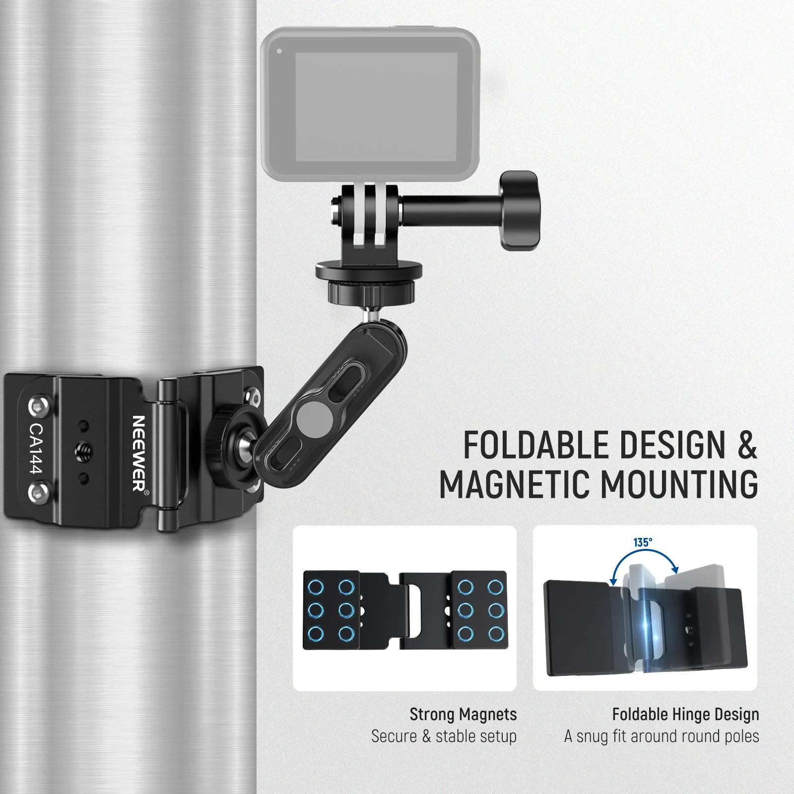 NEEWER CA144 Magnetic Fence Mount for Action Camera Phone - Image 3