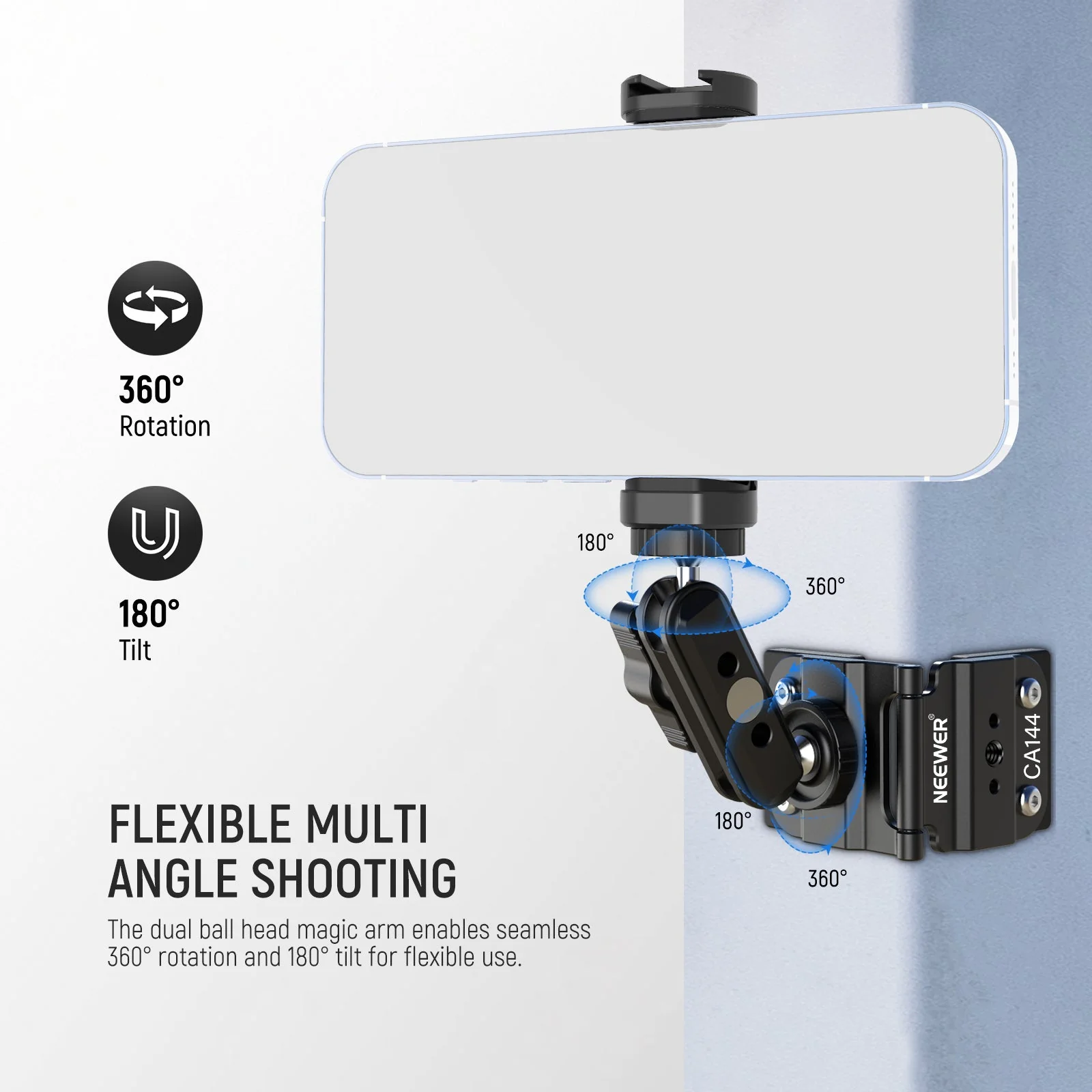 NEEWER CA144 Magnetic Fence Mount for Action Camera Phone - Image 6