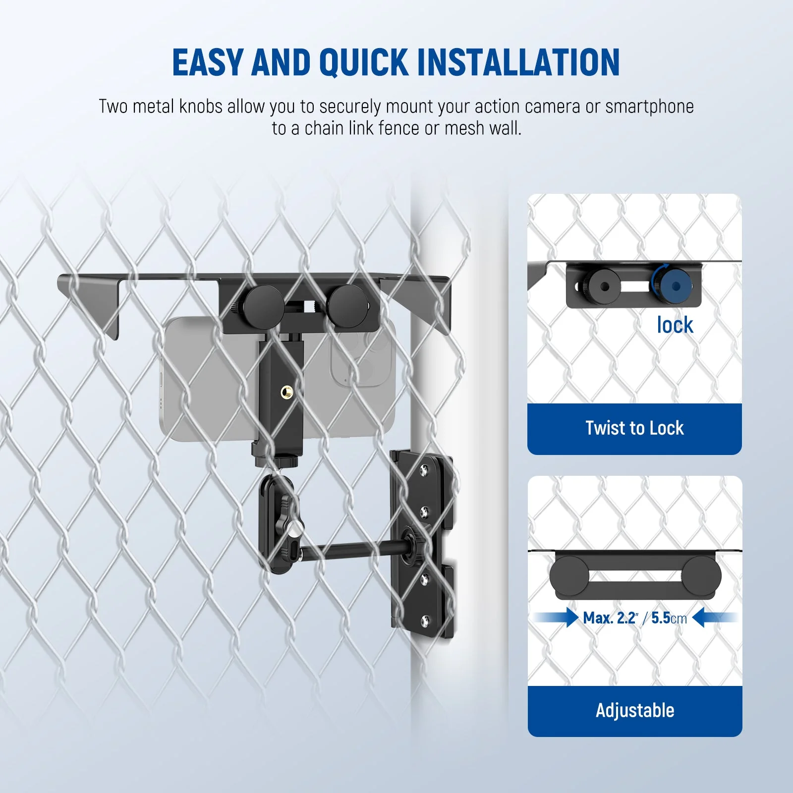 NEEWER CA145 Magnetic Fence Mount Kit For Phones & Action Cameras - Image 3