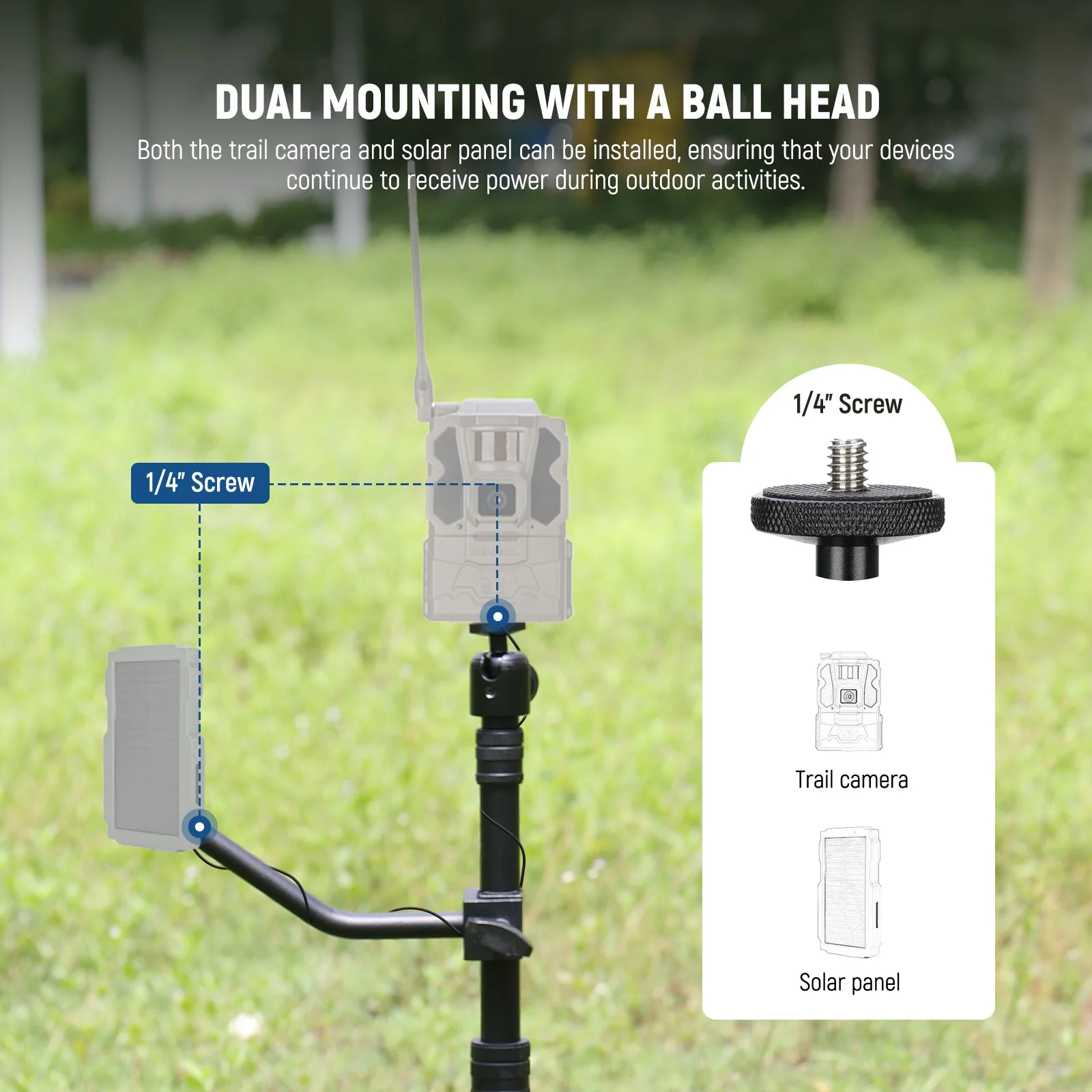 NEEWER CA153 Trail Camera Mount with Solar Panel Holder - Image 4