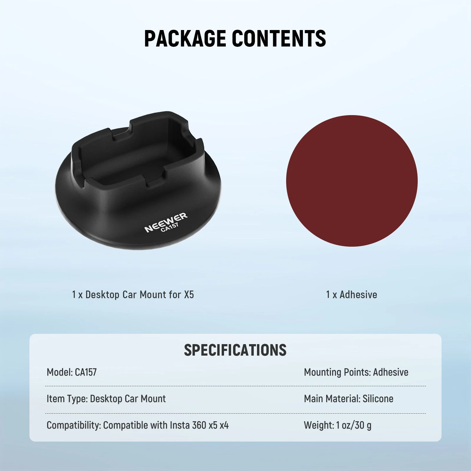 NEEWER CA157 Desktop Car Mount Silicone Base for Insta360 X5/X4 - Image 8