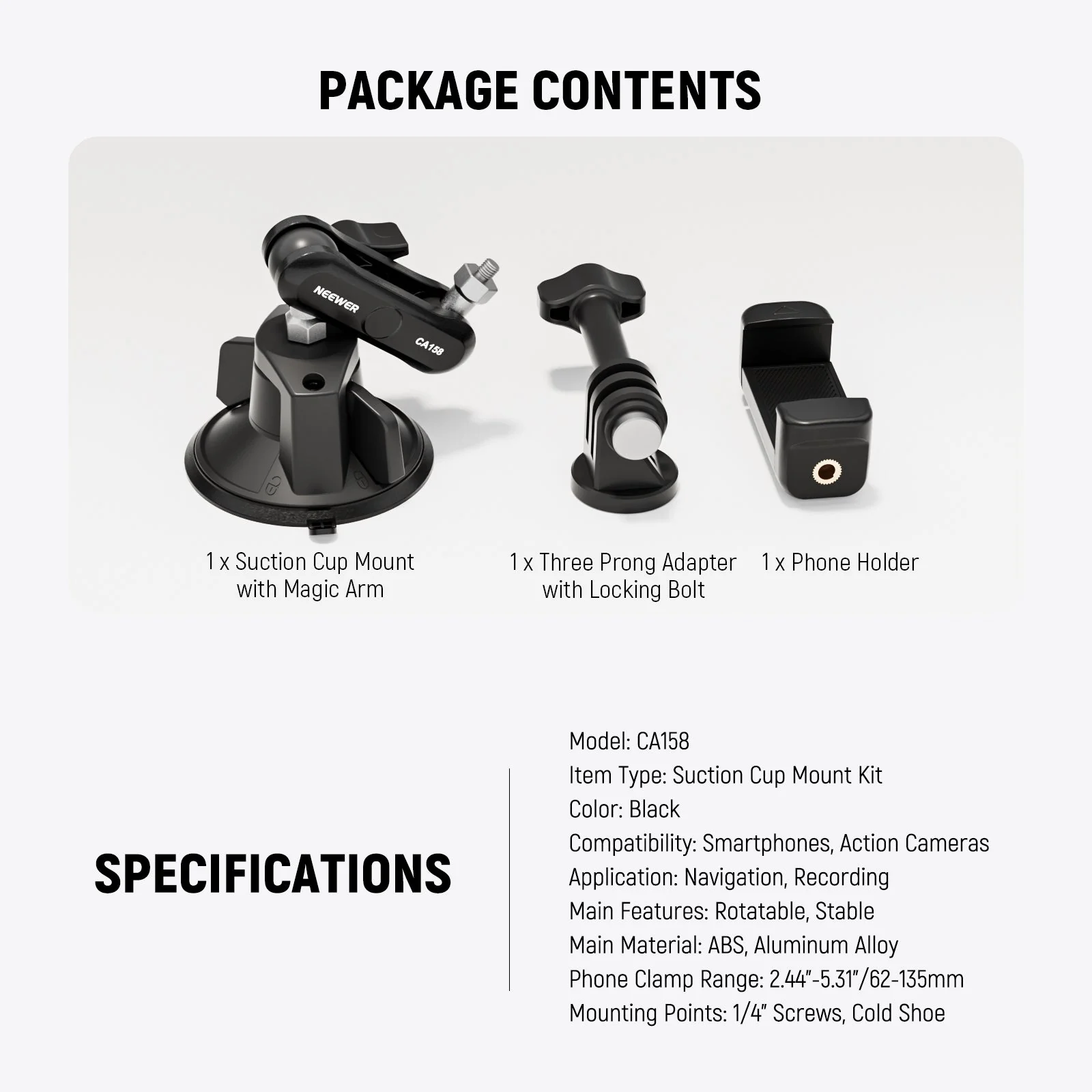 NEEWER CA158 Suction Cup Phone Holder & Camera Mount Kit - Image 7