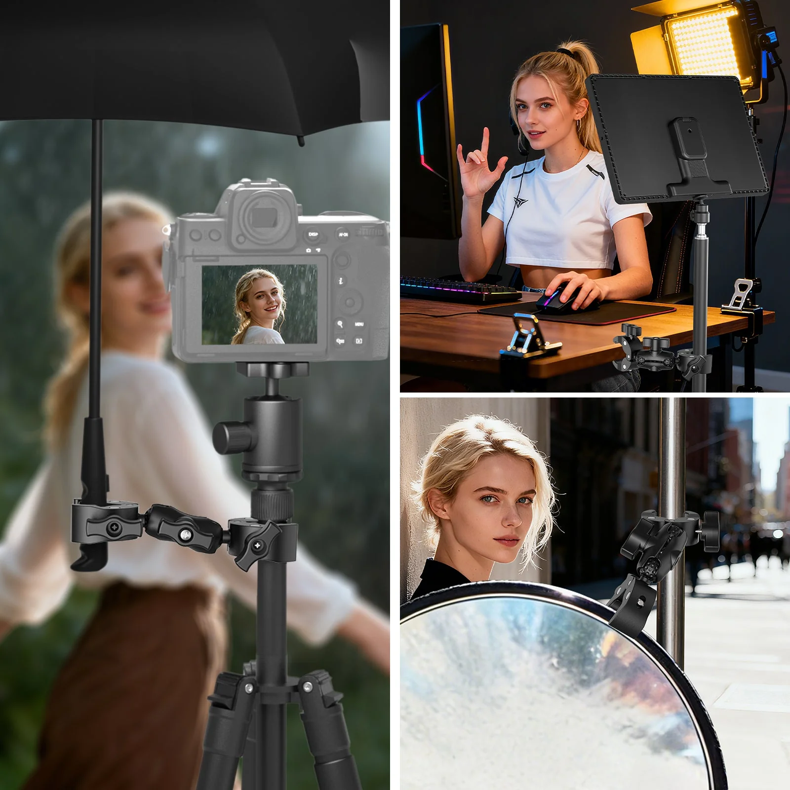 NEEWER CA160 Double Super Clamp Mount with Magic Arm - Image 5