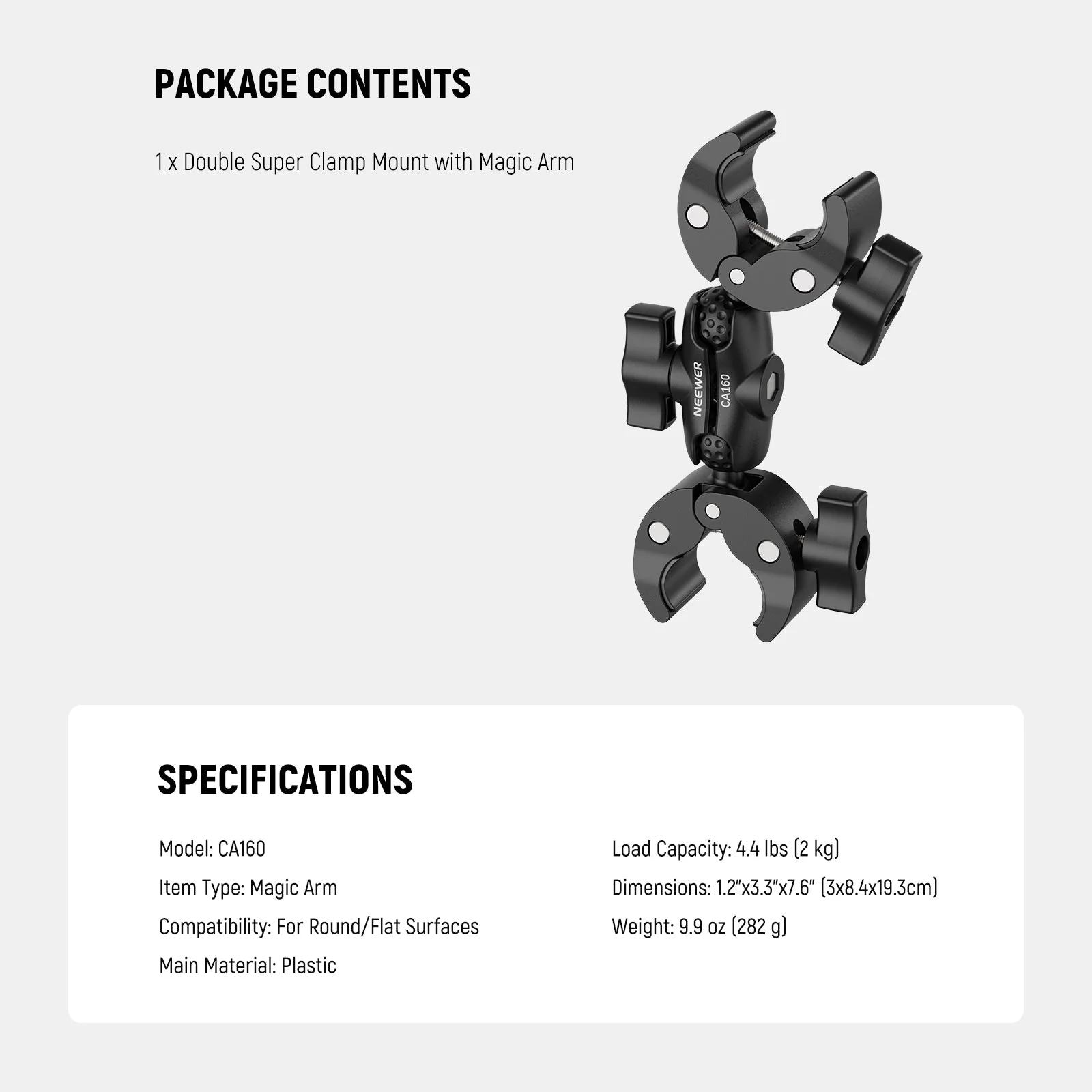 NEEWER CA160 Double Super Clamp Mount with Magic Arm - Image 7