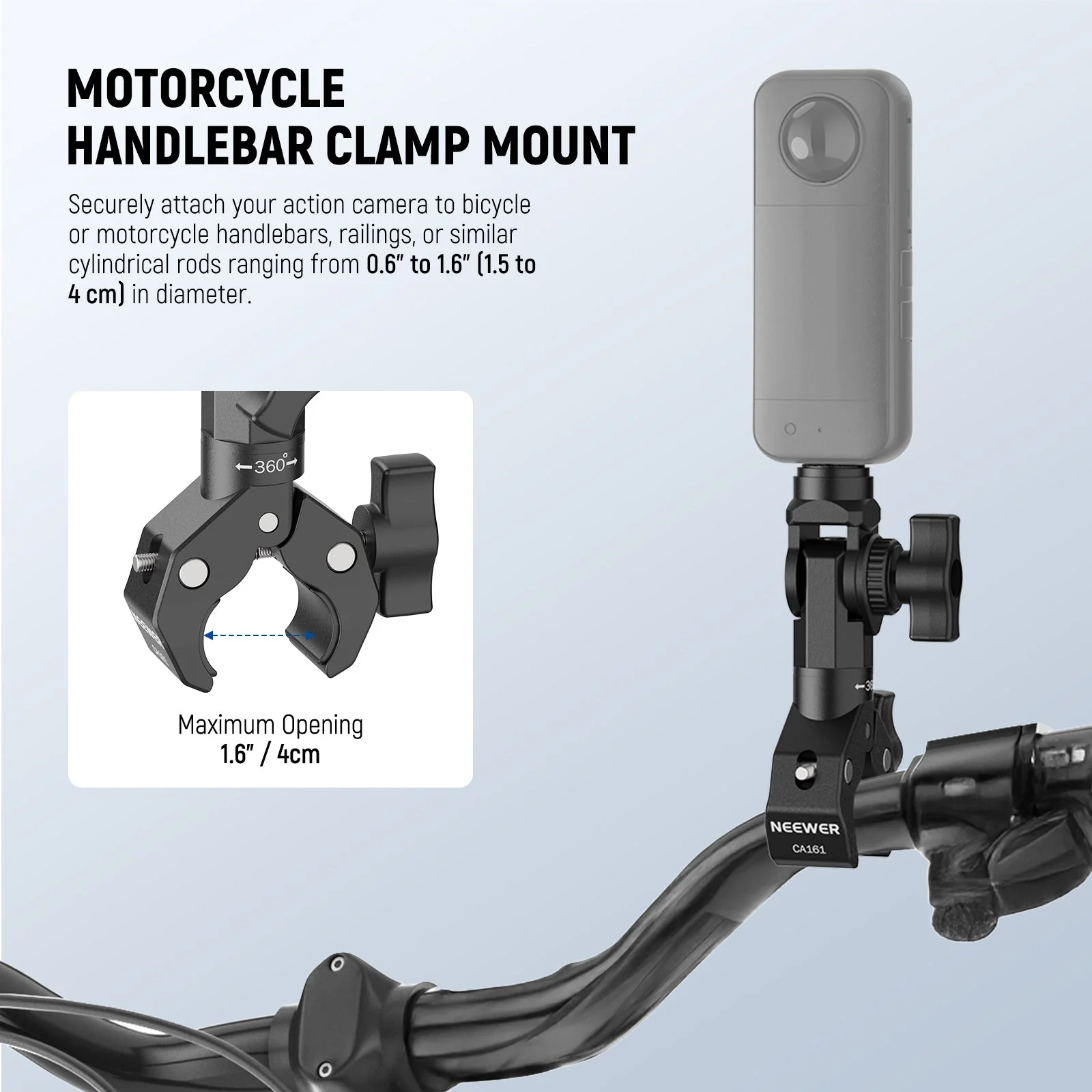 NEEWER CA161 Motorcycle Action Camera Clamp Mount - Image 4