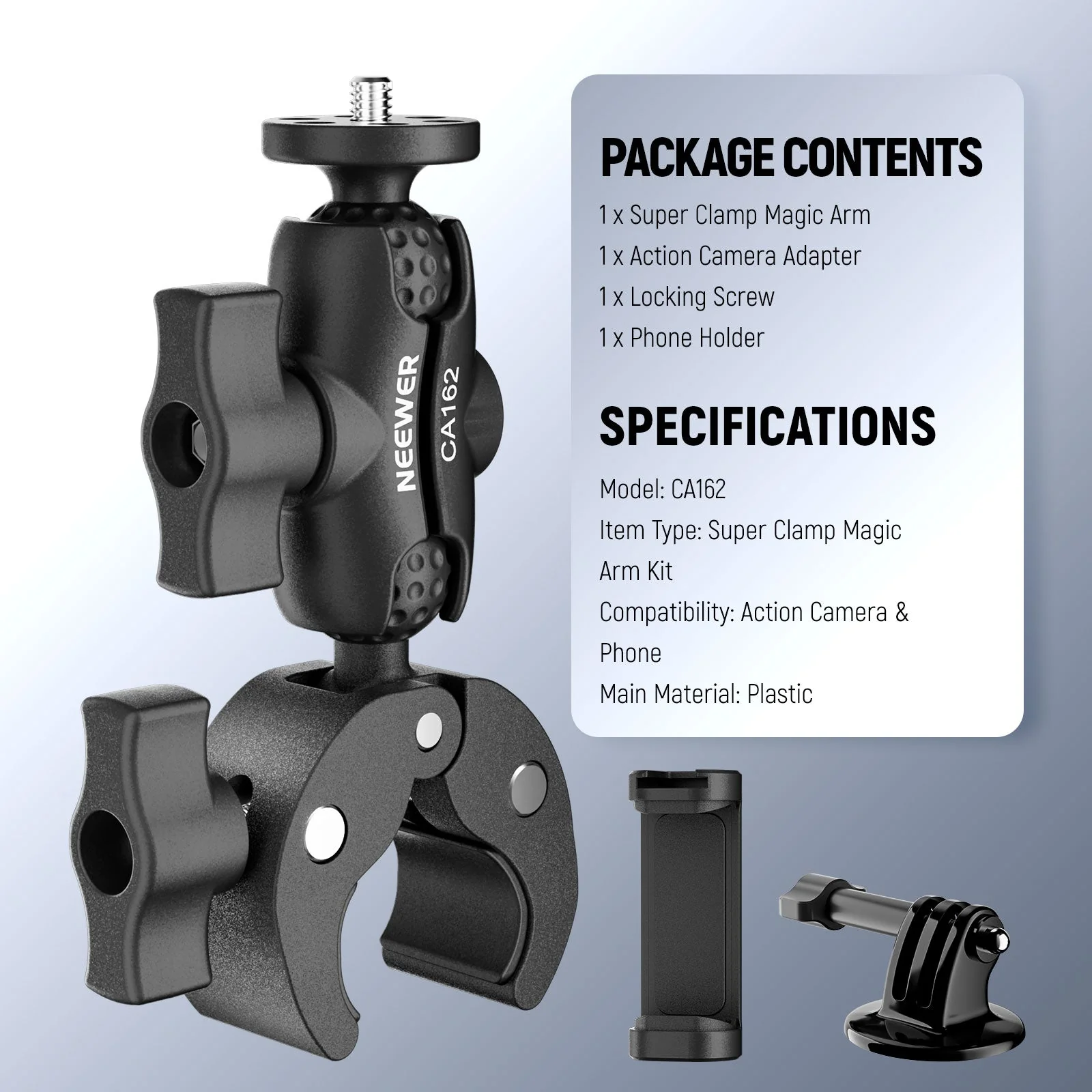 NEEWER CA162 Super Clamp Action Camera Mount - Image 8