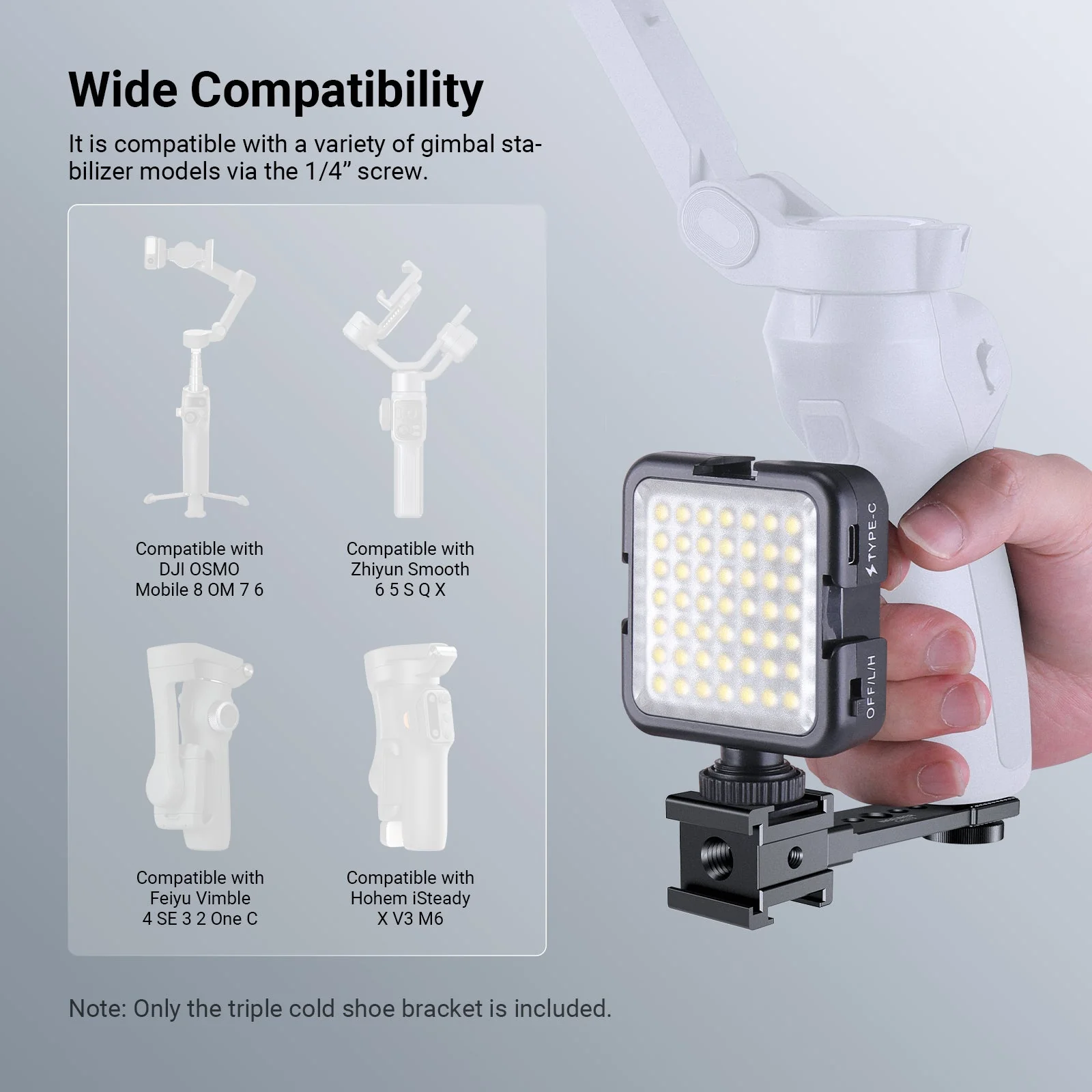NEEWER CA173 Triple Cold Shoe Mount Plate - Image 3