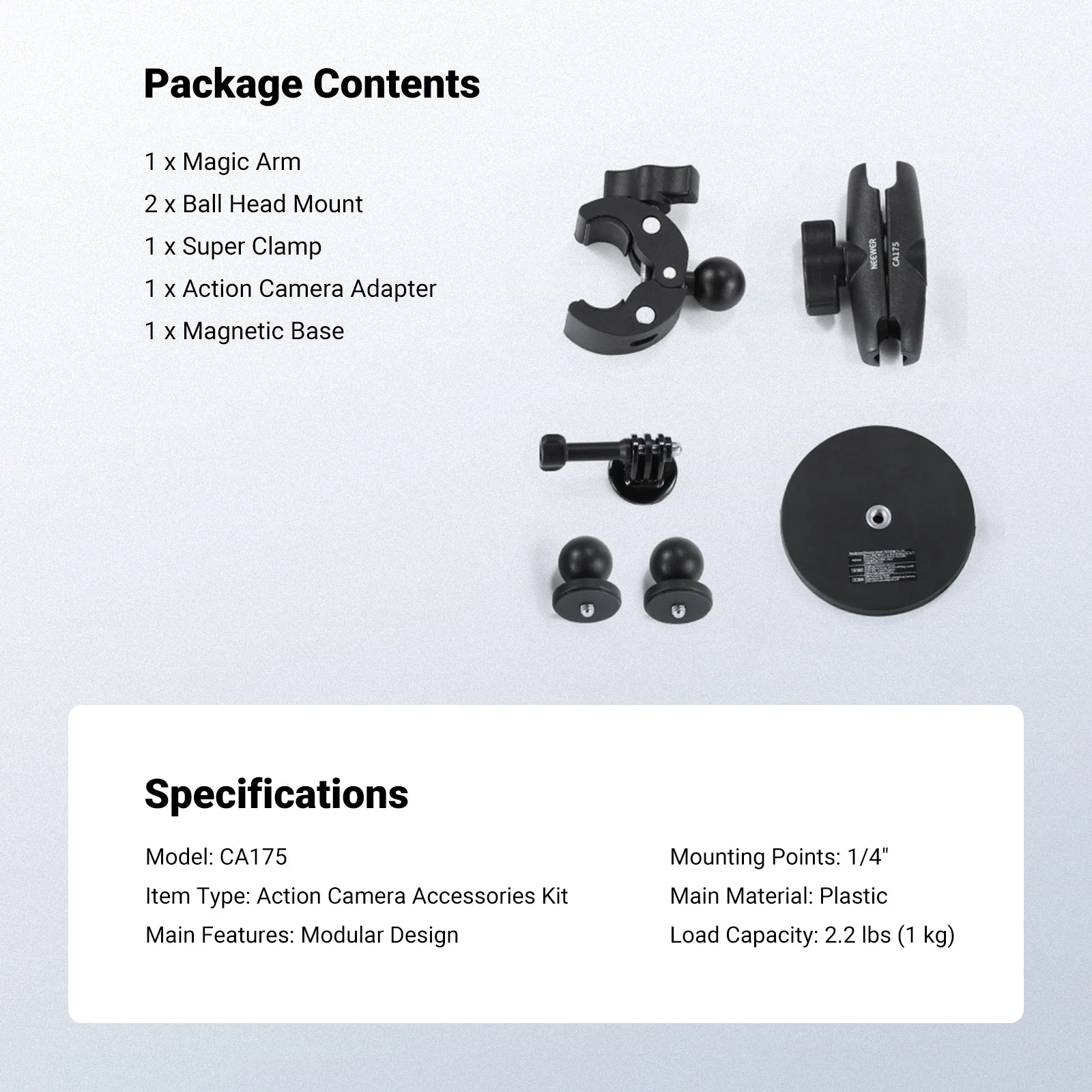 NEEWER CA175 Action Camera Mounting Accessories Kit - Image 9