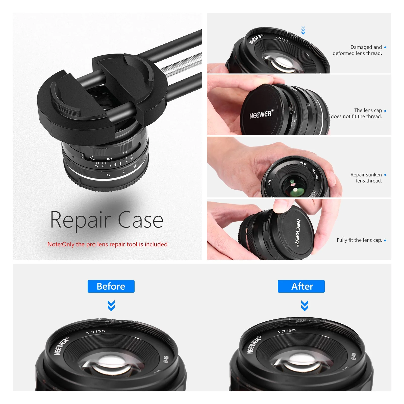 NEEWER Camera Lens Vise Repair Tool for Lens and Filter - Image 5