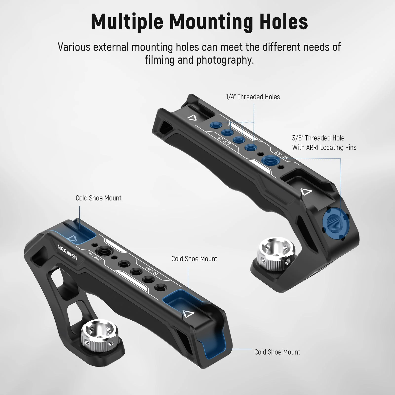 NEEWER CA007 Camera Top Handle with 3/8" ARRI Locating Pins - Image 3