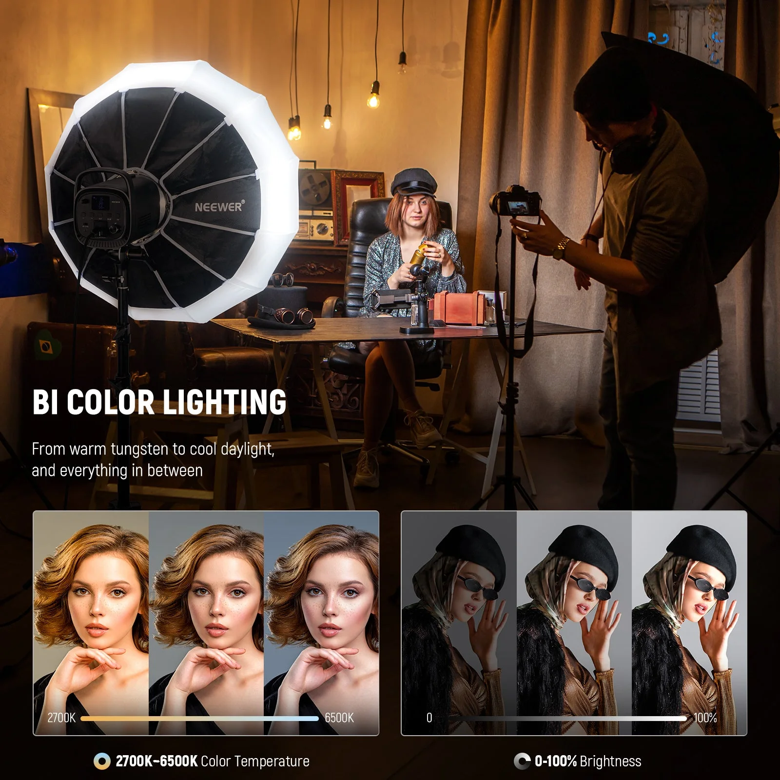 NEEWER CB120B 120W Bi-Color Continuous LED Video Light with Diffuser - Image 3