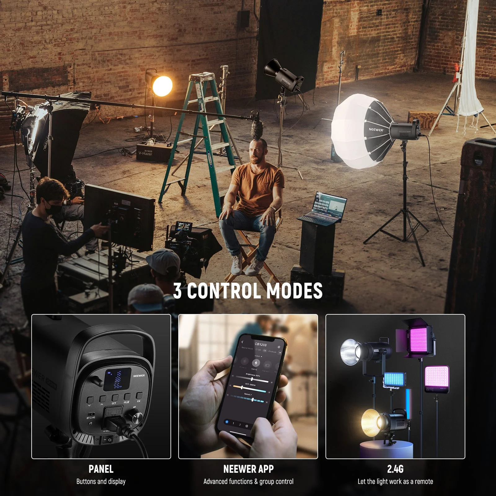 NEEWER CB120B 120W Bi-Color Continuous LED Video Light with Diffuser - Image 7