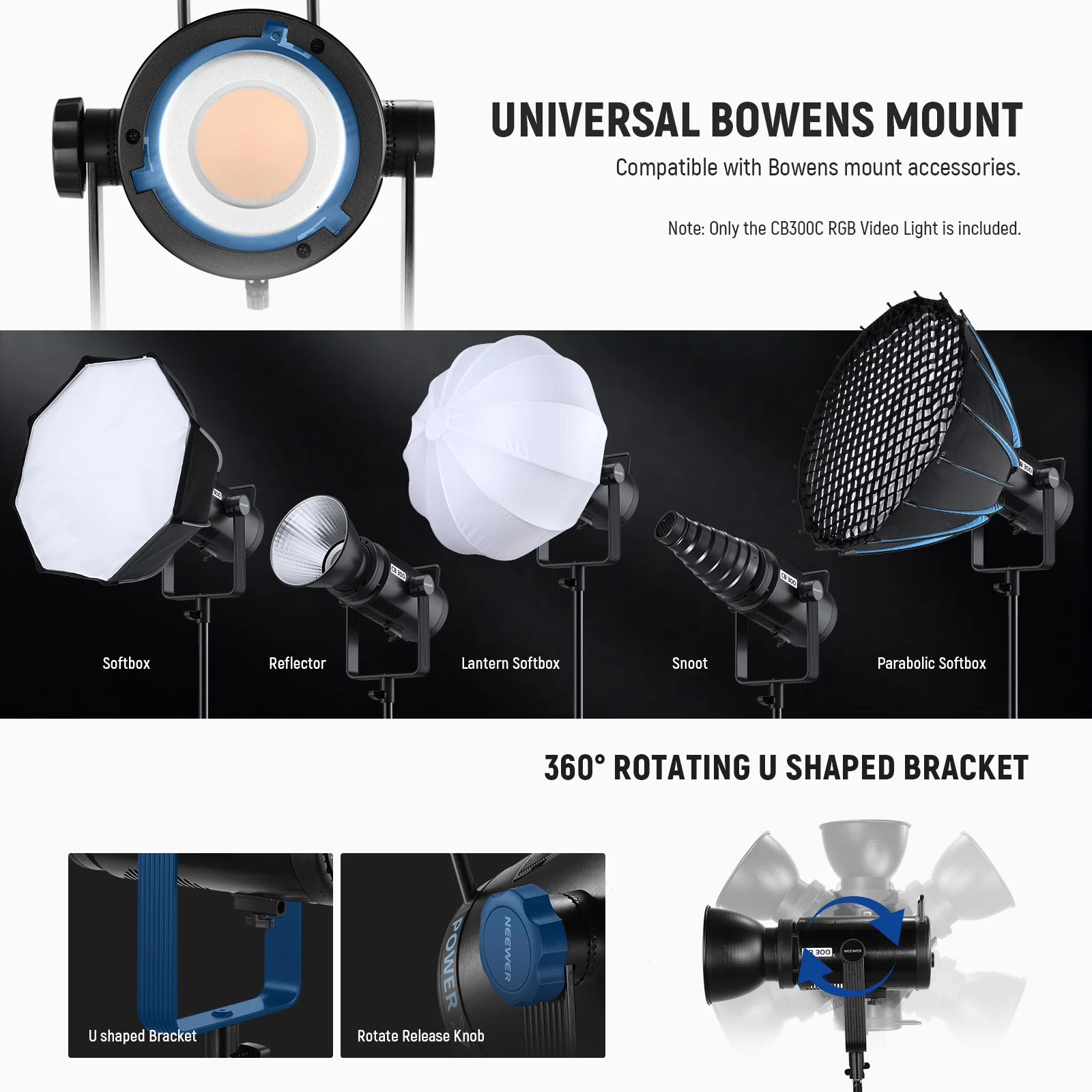 NEEWER CB300C 300W Output RGBWW LED Video Light - Image 9