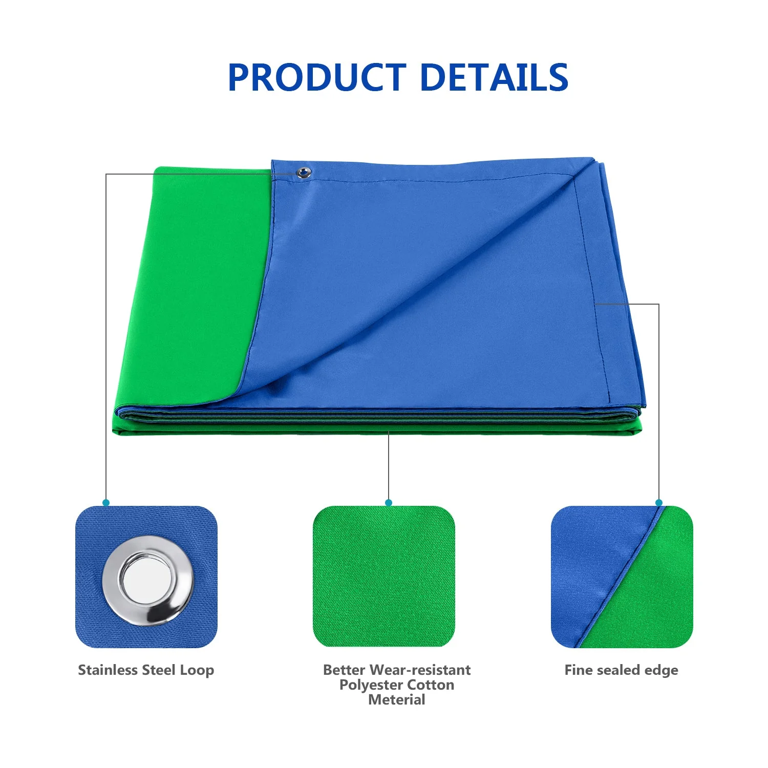 NEEWER 1.5x2M / 78.7x59.1" 2-in-1 Green/Blue Backdrop - Image 4