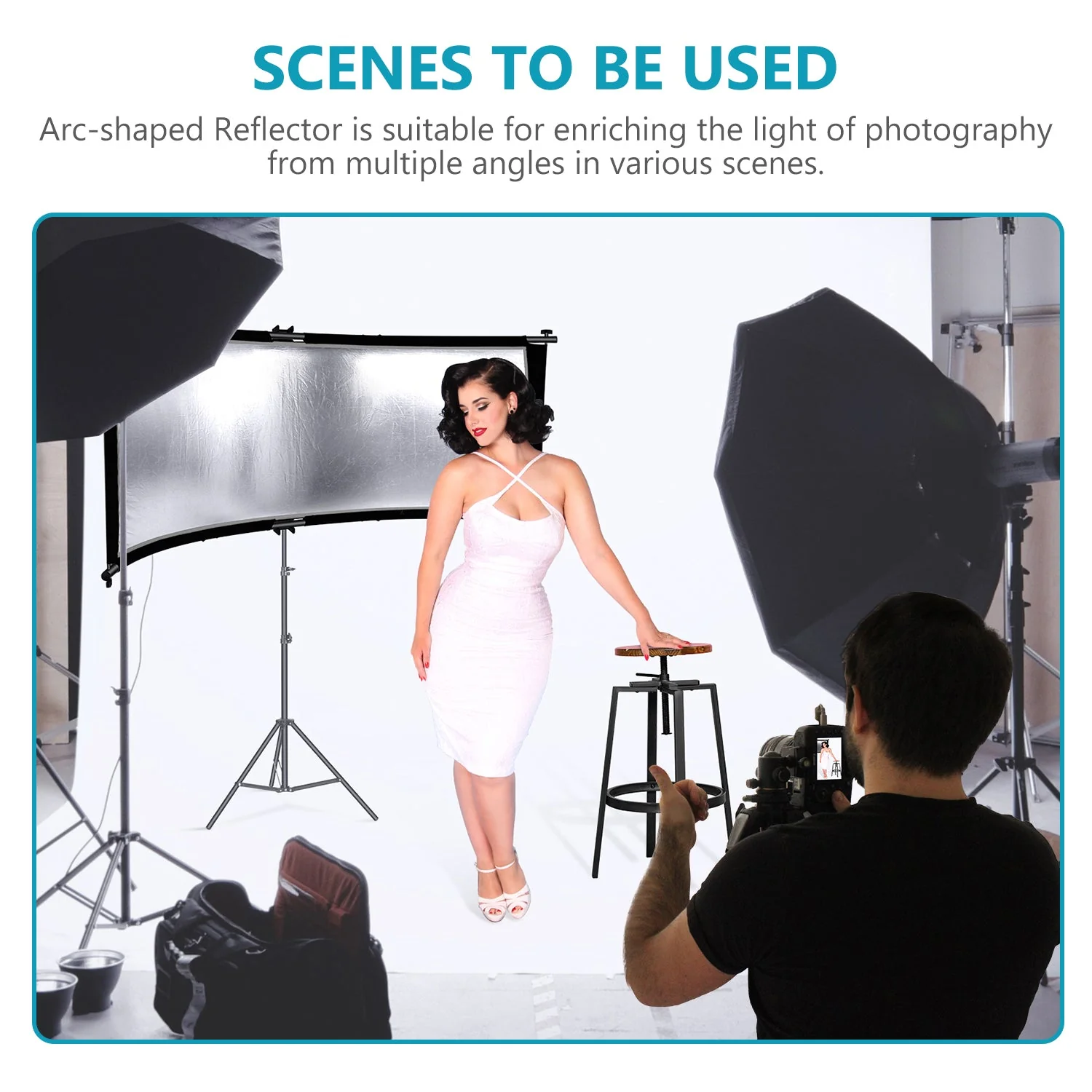NEEWER 65.7"x 24"/167x61cm Clamshell Light Reflector Diffuser - Image 7