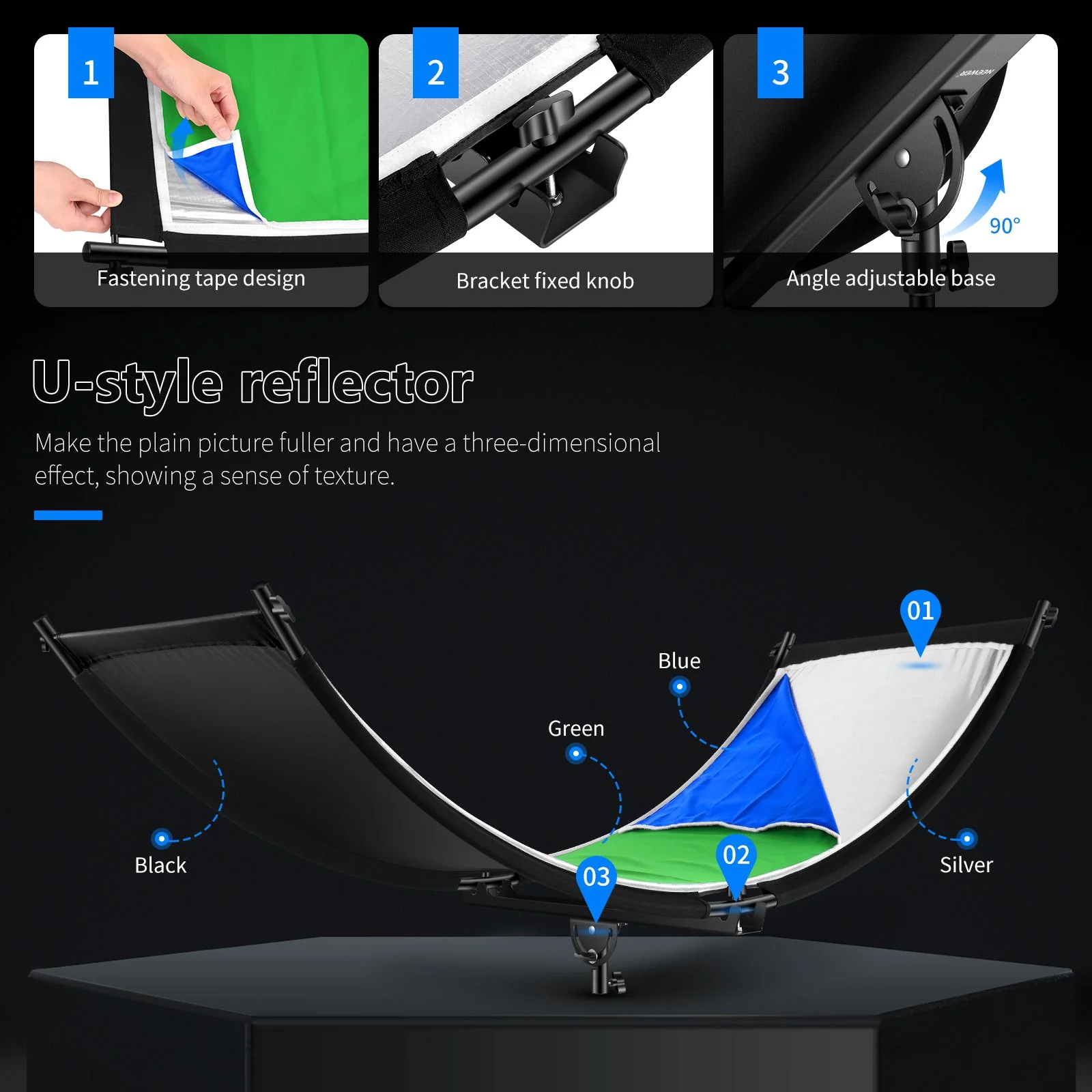 NEEWER 66×24” 6-Colour Clamshell Light Reflector Diffuser - Image 6