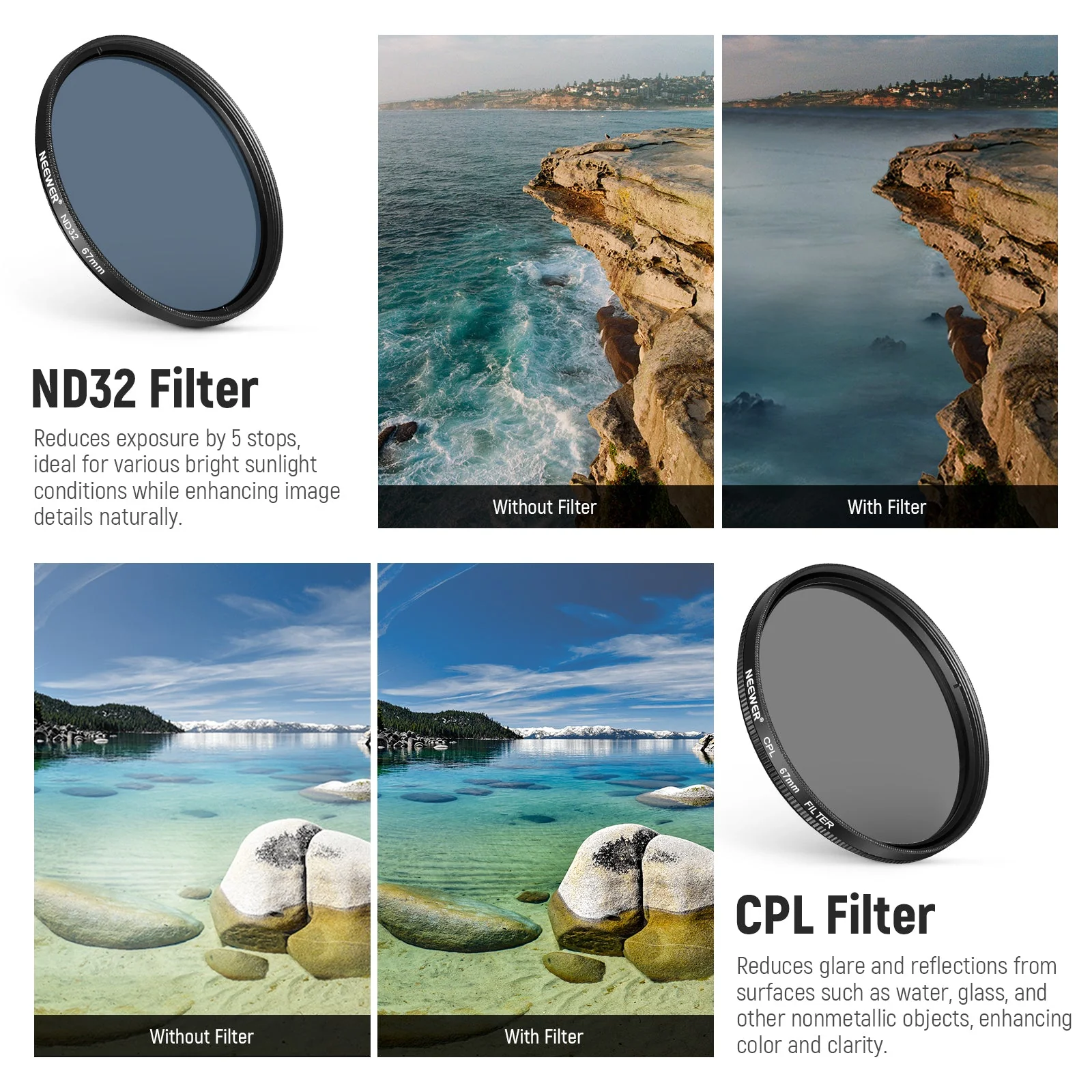 NEEWER FL-P4 67mm Clip On Phone Lens Filter Kit - Image 3