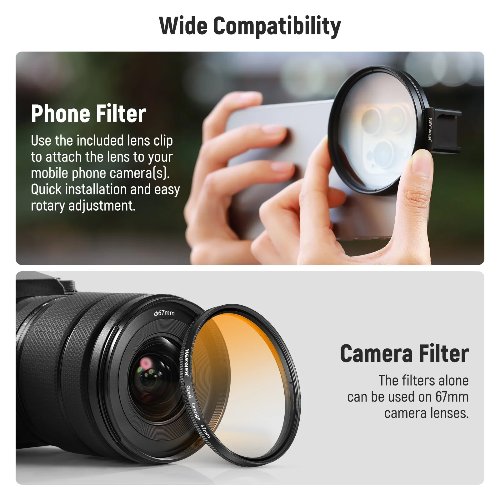 NEEWER FL-P4 67mm Clip On Phone Lens Filter Kit - Image 6