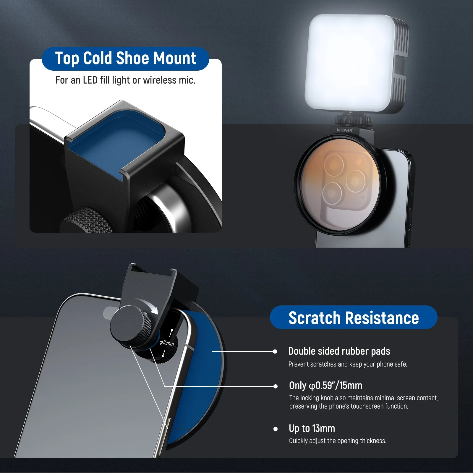 NEEWER FL-P4 67mm Clip On Phone Lens Filter Kit - Image 7
