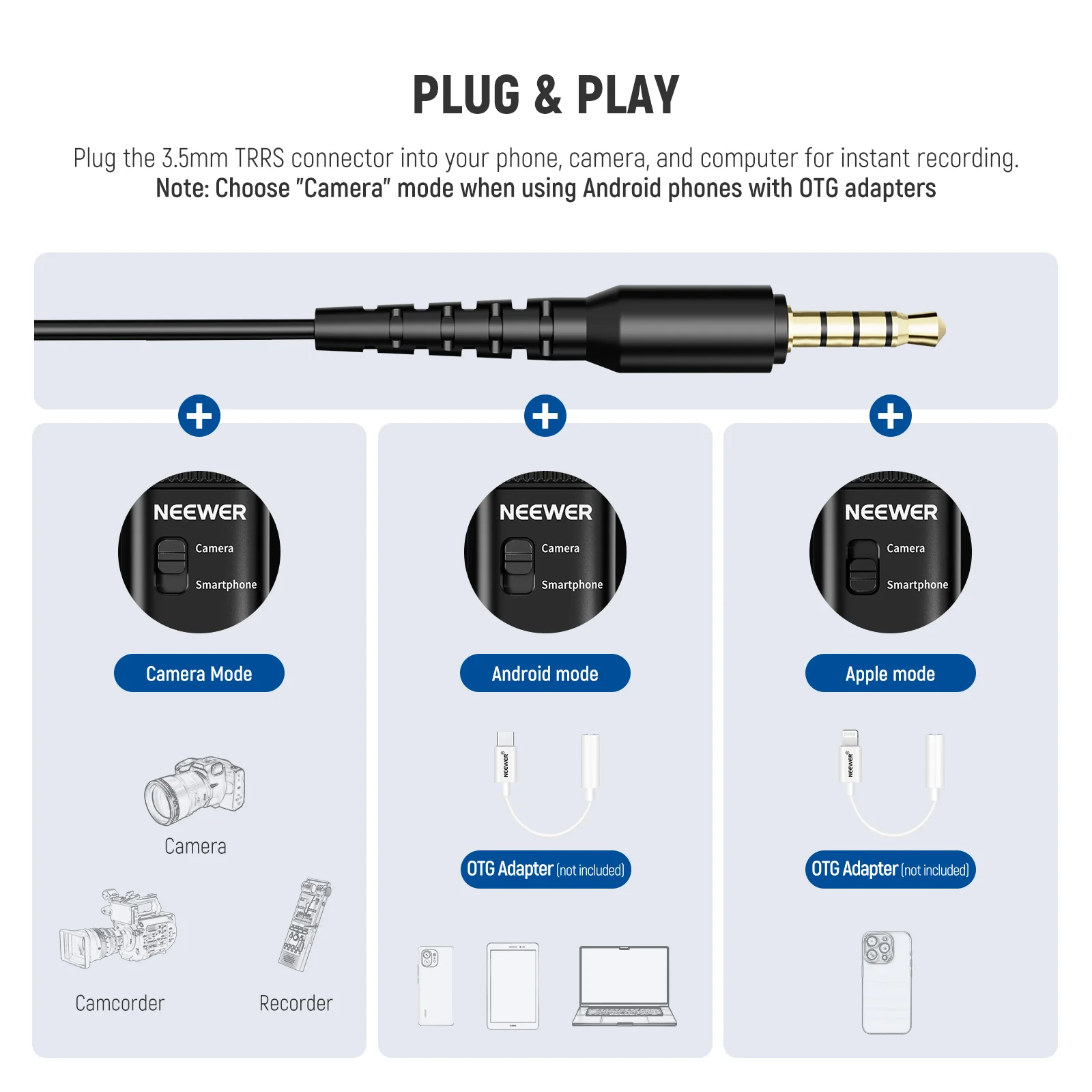 NEEWER CM10 Plug & Play 3.5mm TRRS Lavalier Microphone for Camera/Smartphone - Image 3