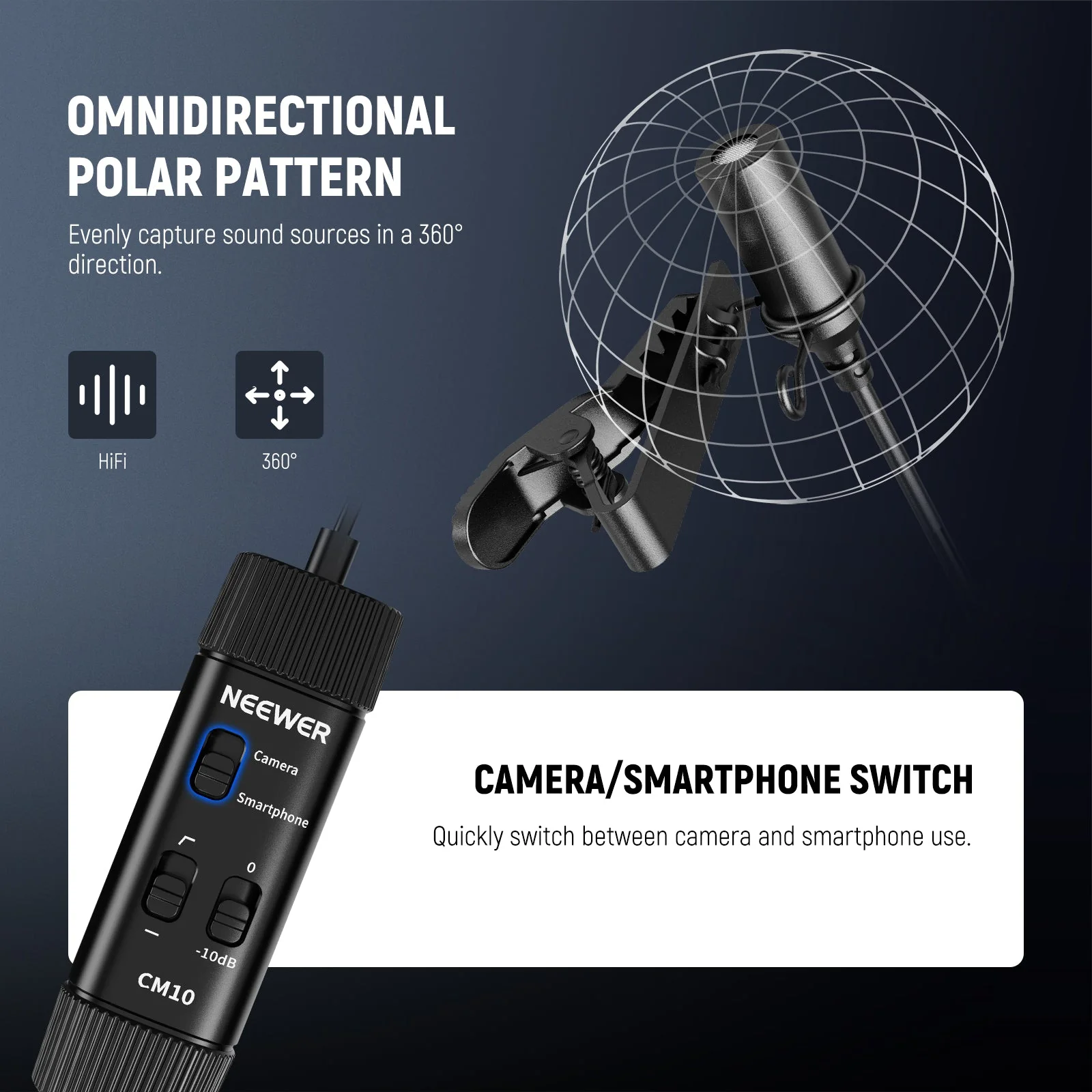 NEEWER CM10 Plug & Play 3.5mm TRRS Lavalier Microphone for Camera/Smartphone - Image 4