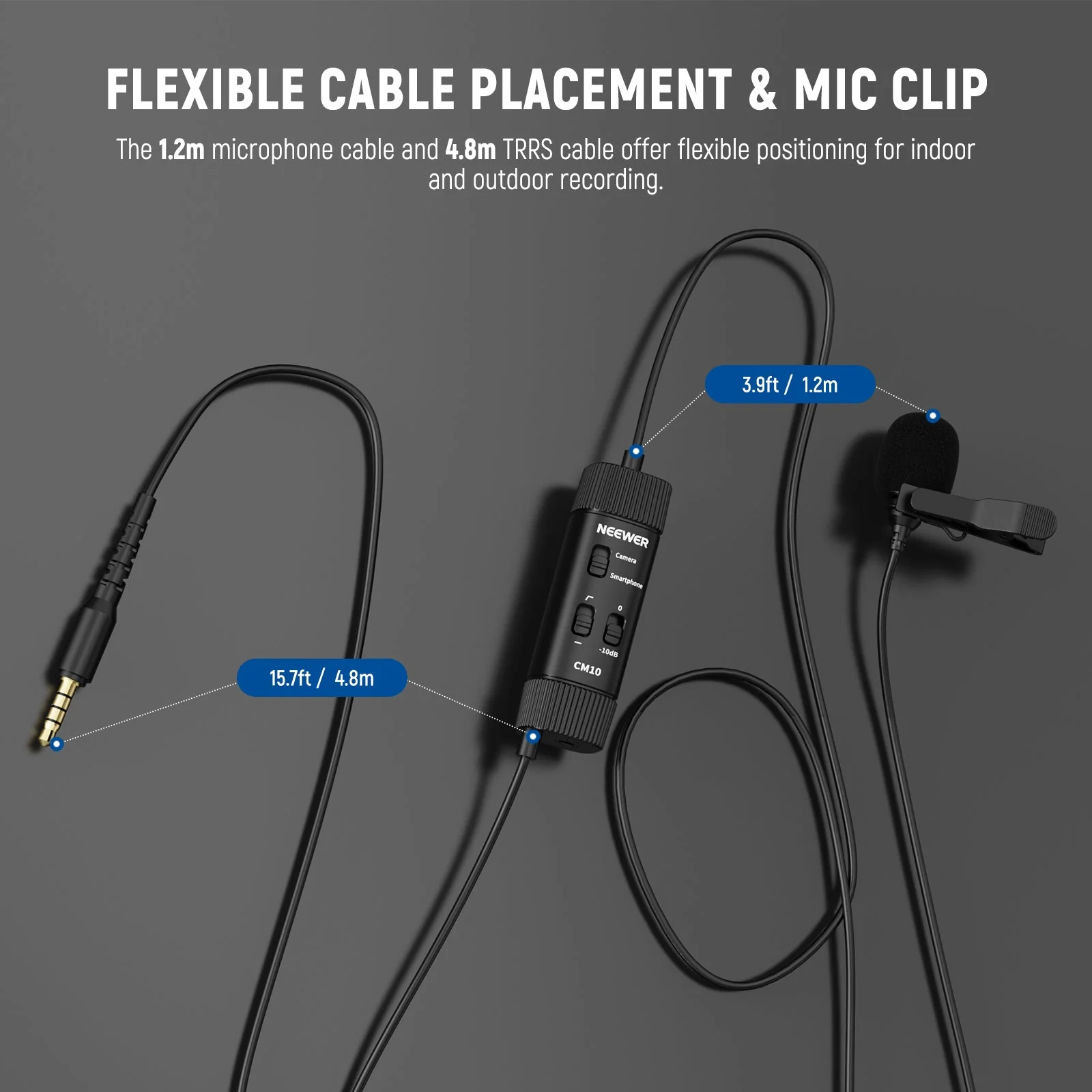 NEEWER CM10 Plug & Play 3.5mm TRRS Lavalier Microphone for Camera/Smartphone - Image 6