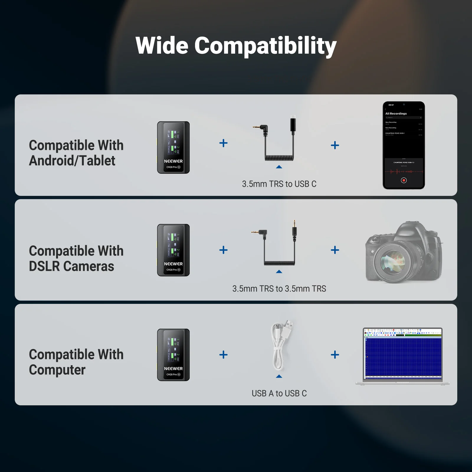 NEEWER CM28 PRO Wireless Lavalier Lapel Microphone System with Charging Case - Image 3
