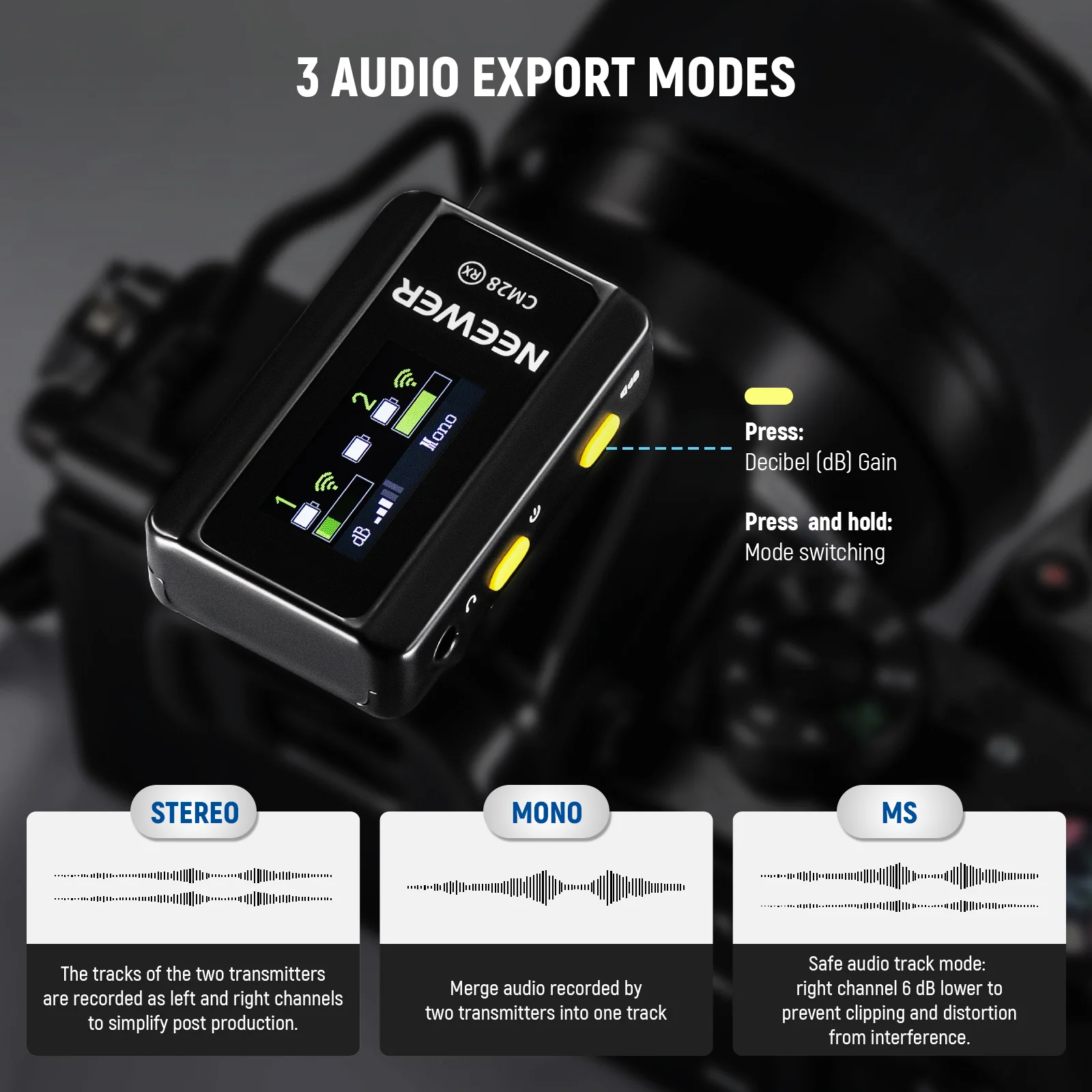 NEEWER CM28 Wireless Lavalier Lapel Microphone - Image 3