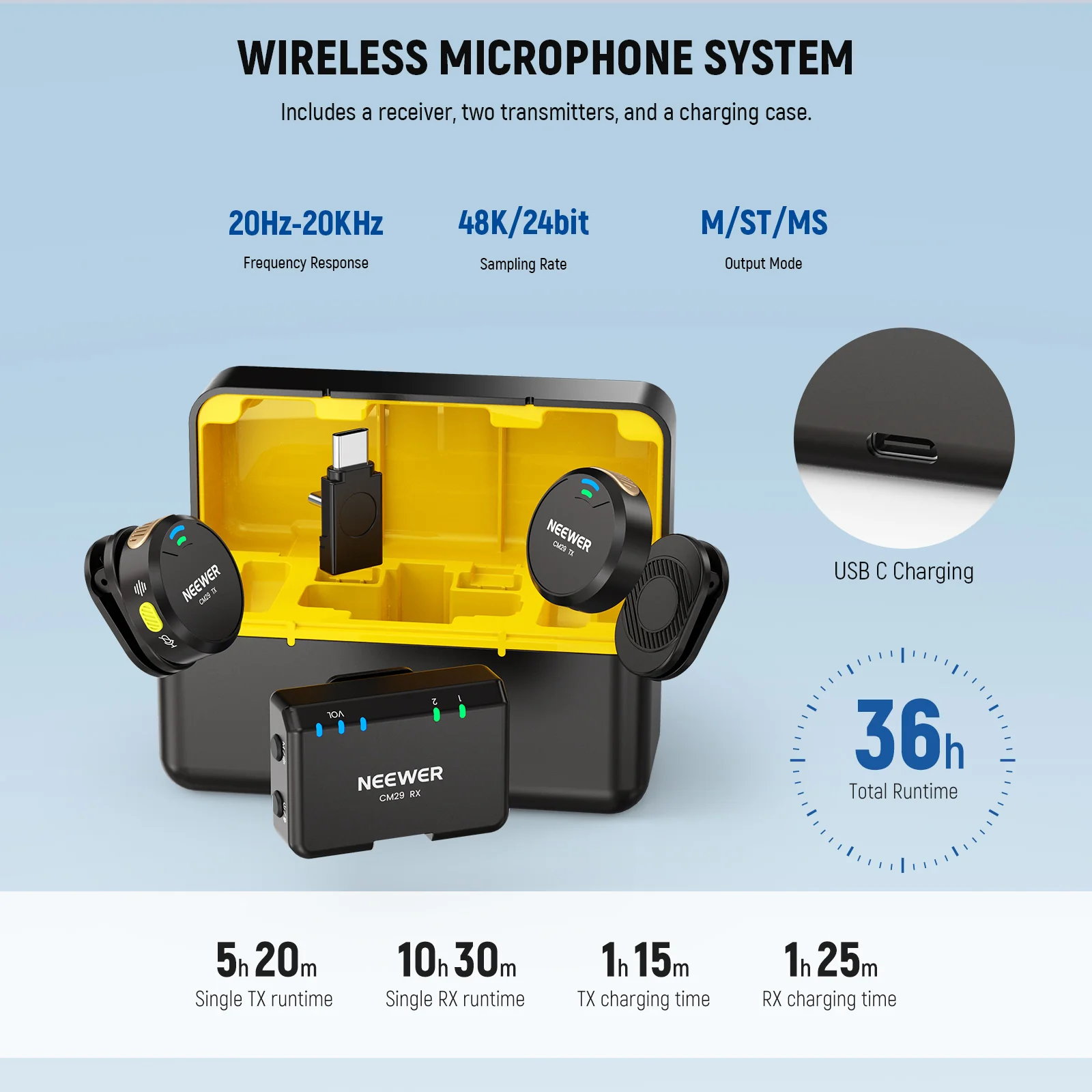 NEEWER CM29 Wireless Lapel Lavalier Microphone System - Image 3