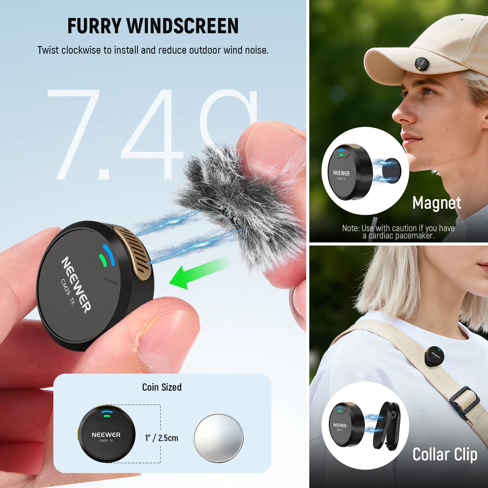 NEEWER CM29 Wireless Lapel Lavalier Microphone System - Image 5