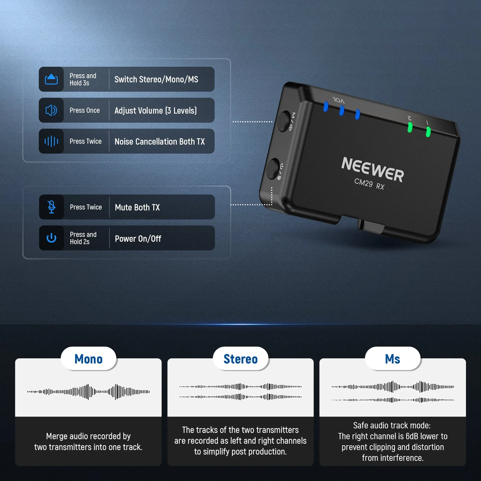 NEEWER CM29 Wireless Lapel Lavalier Microphone System - Image 6