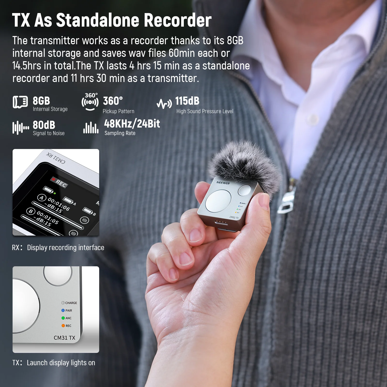 NEEWER CM31 Wireless Lavalier Microphone System for Phone/Camera - Image 4
